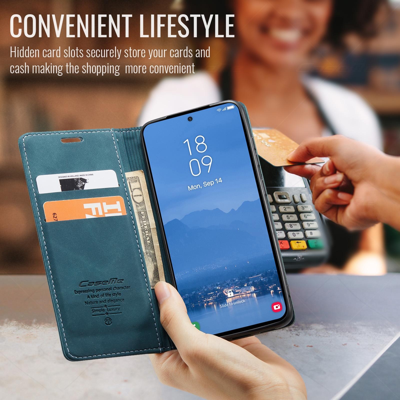 CaseMe 013 Samsung Galaxy S25/S24 5G Retro Leather Θήκη Βιβλίο -Blue