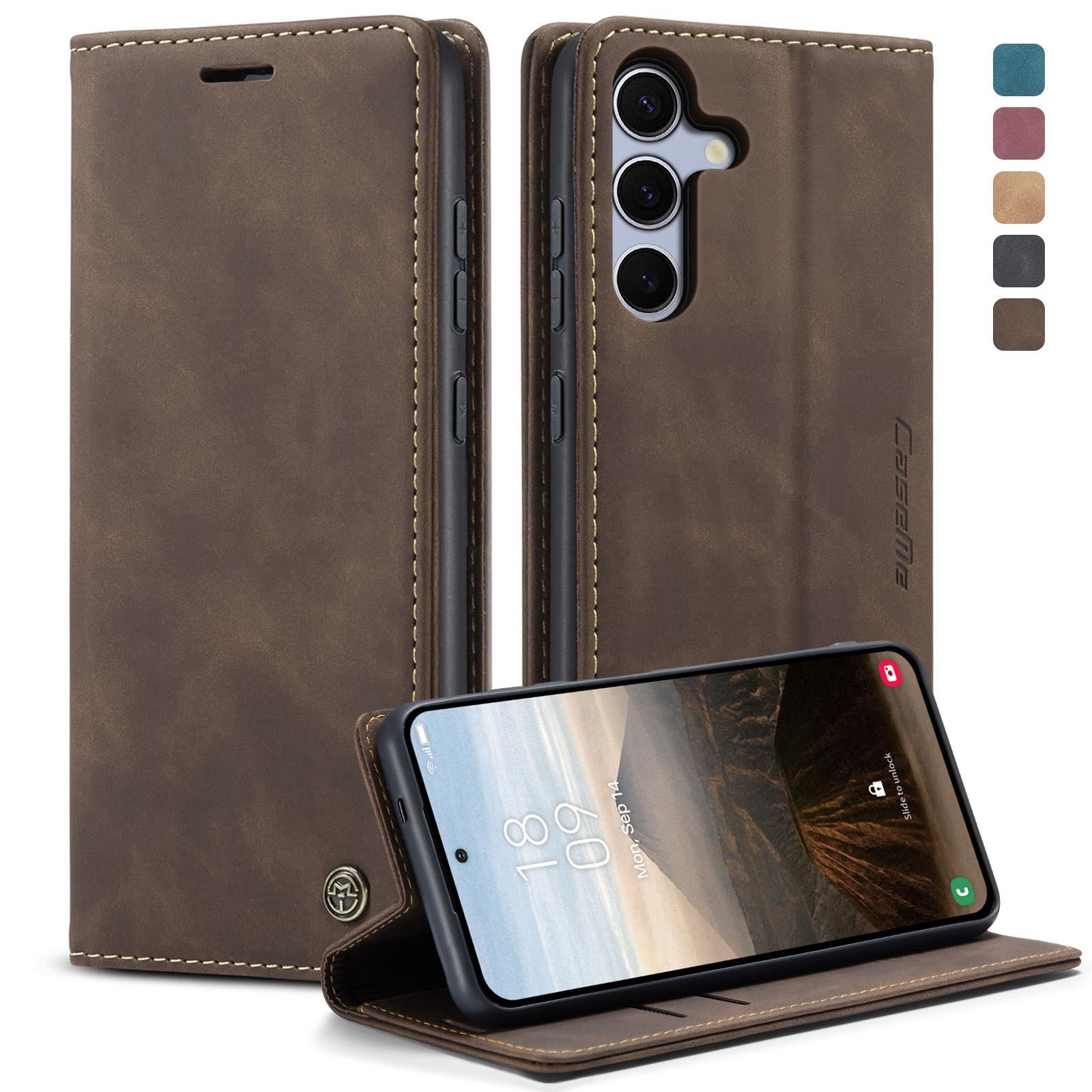 CaseMe 013 Samsung Galaxy S25/S24 5G Retro Leather Θήκη Βιβλίο -Coffee