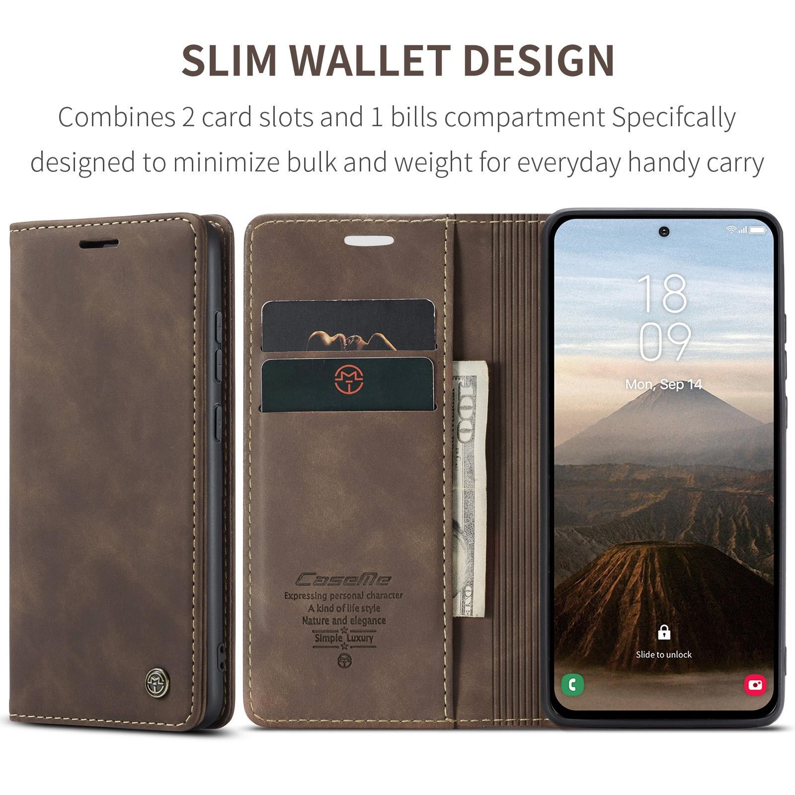 CaseMe 013 Samsung Galaxy S25/S24 5G Retro Leather Θήκη Βιβλίο -Coffee