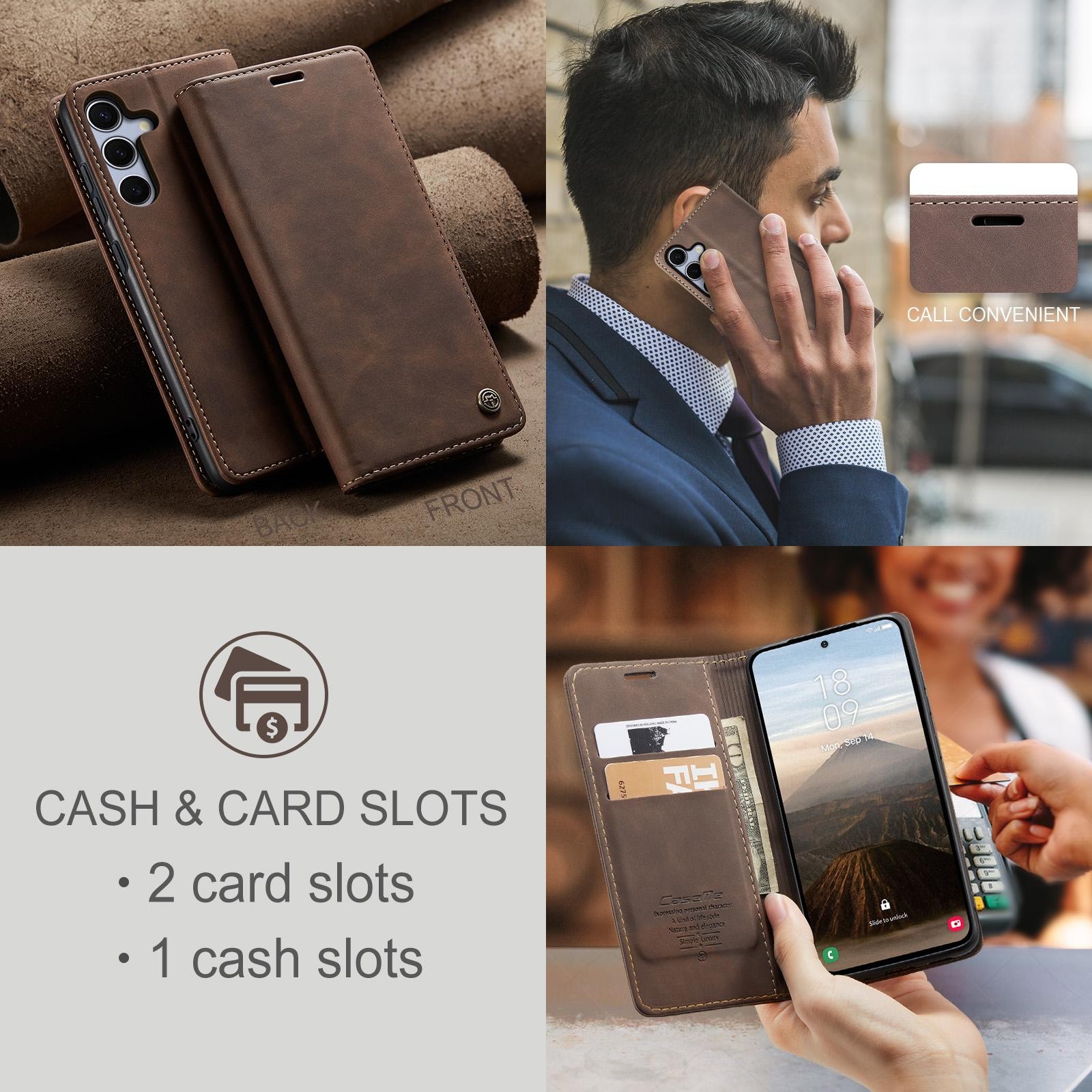 CaseMe 013 Samsung Galaxy S25/S24 5G Retro Leather Θήκη Βιβλίο -Coffee