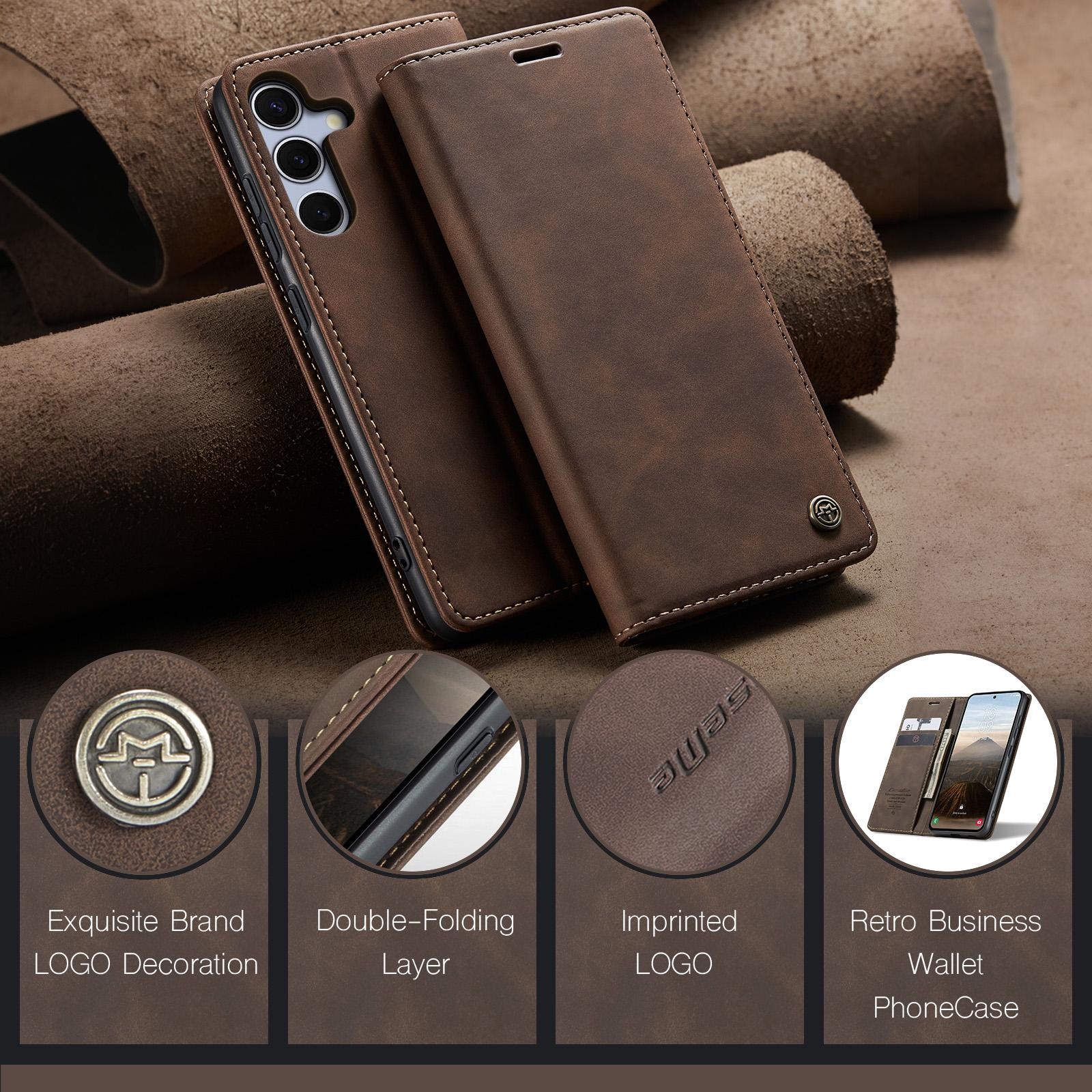 CaseMe 013 Samsung Galaxy S25/S24 5G Retro Leather Θήκη Βιβλίο -Coffee