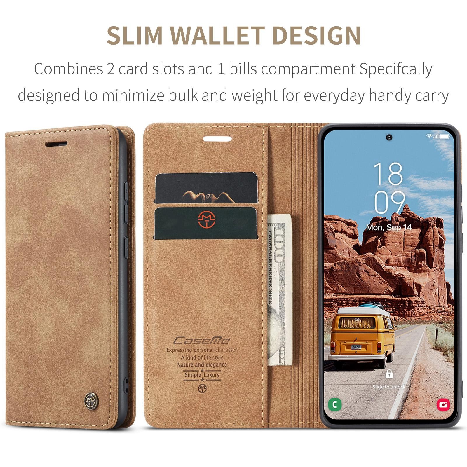CaseMe 013 Samsung Galaxy S25/S24 5G Retro Leather Θήκη Βιβλίο -Brown