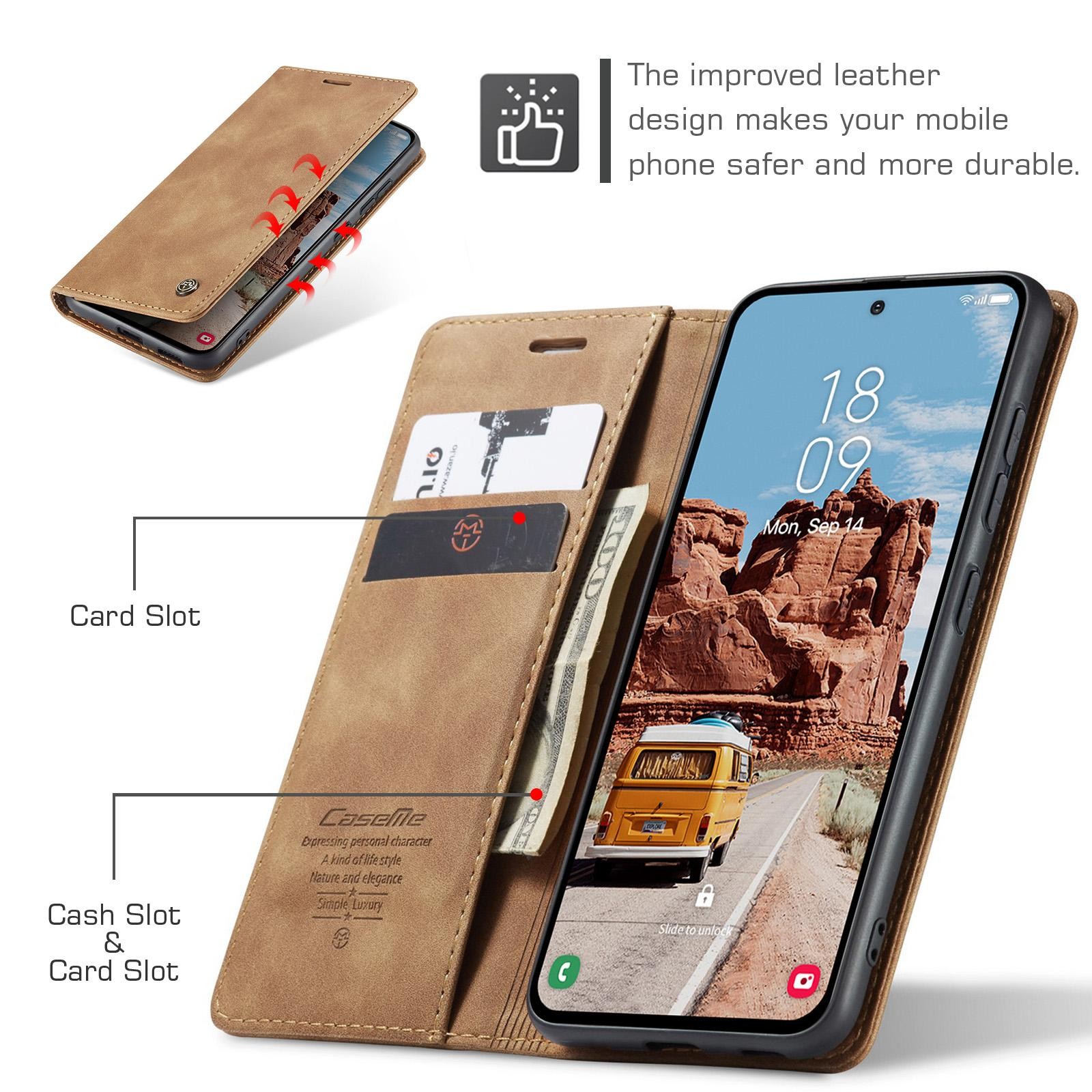 CaseMe 013 Samsung Galaxy S25/S24 5G Retro Leather Θήκη Βιβλίο -Brown