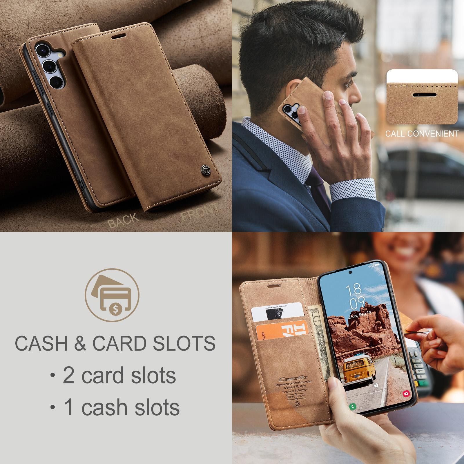 CaseMe 013 Samsung Galaxy S25/S24 5G Retro Leather Θήκη Βιβλίο -Brown
