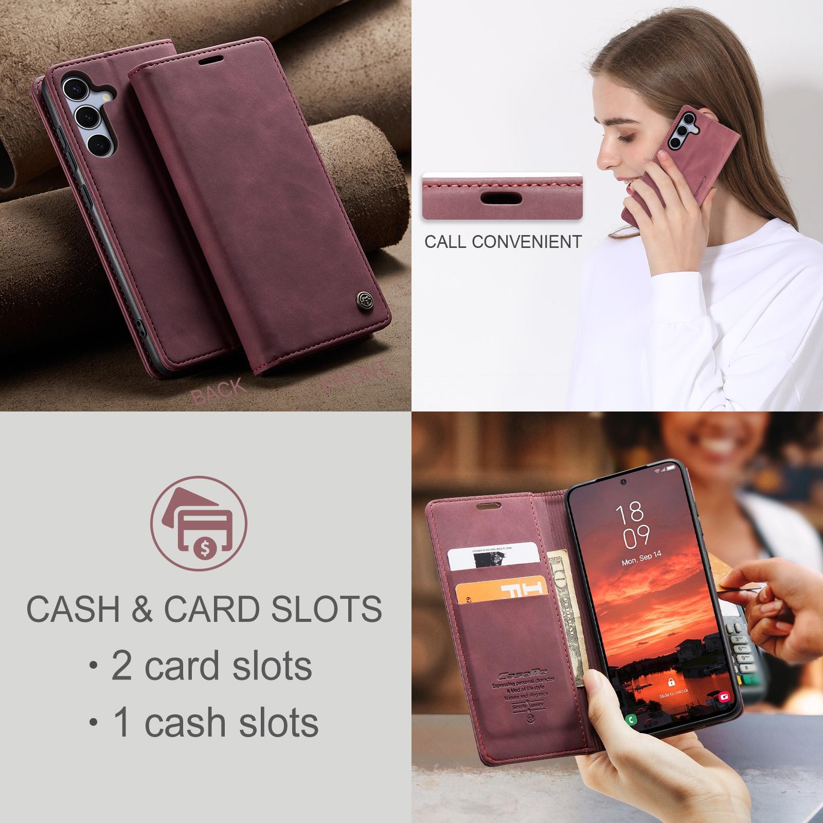 CaseMe 013 Samsung Galaxy S25/S24 5G Retro Leather Θήκη Βιβλίο -Red