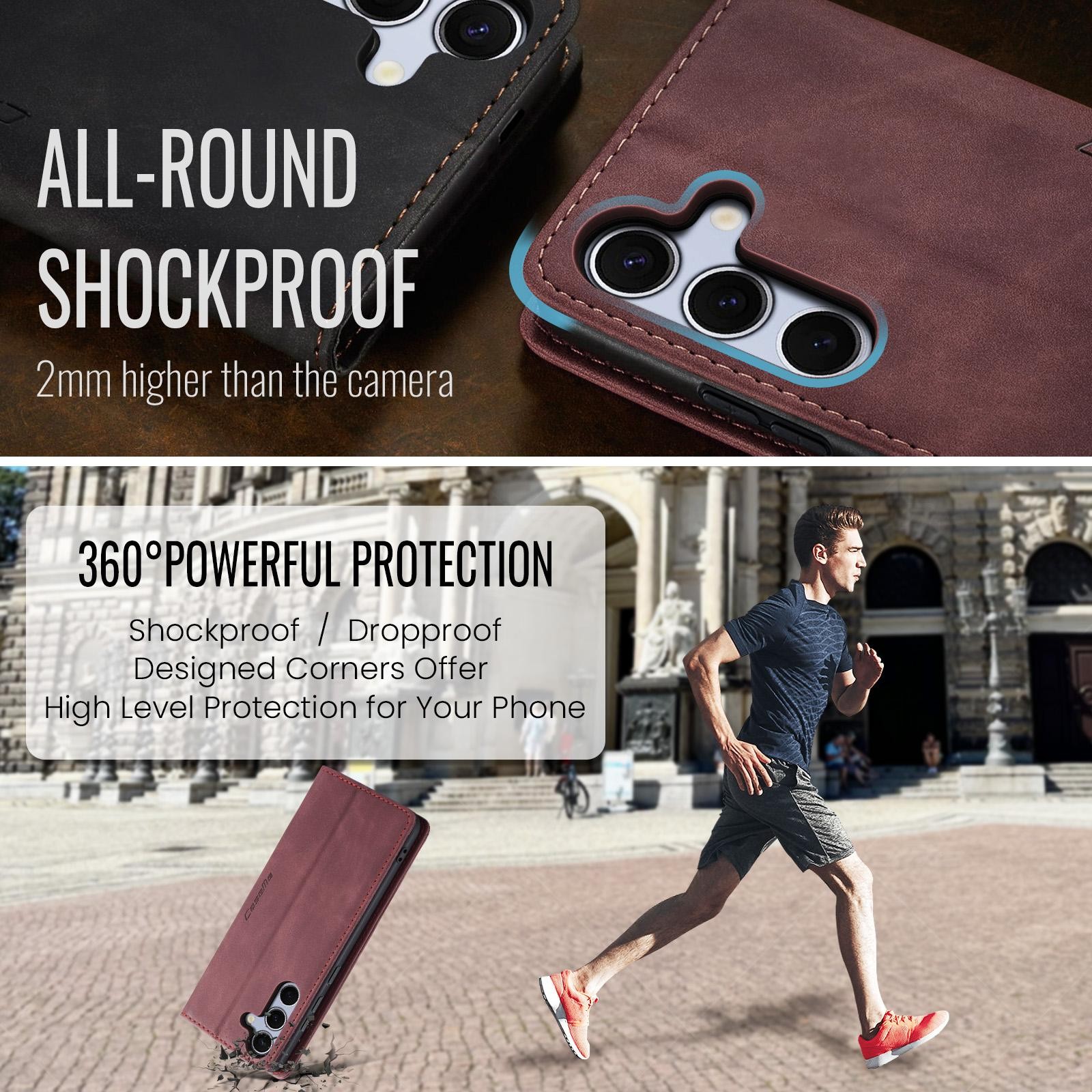 CaseMe 013 Samsung Galaxy S25/S24 5G Retro Leather Θήκη Βιβλίο -Red