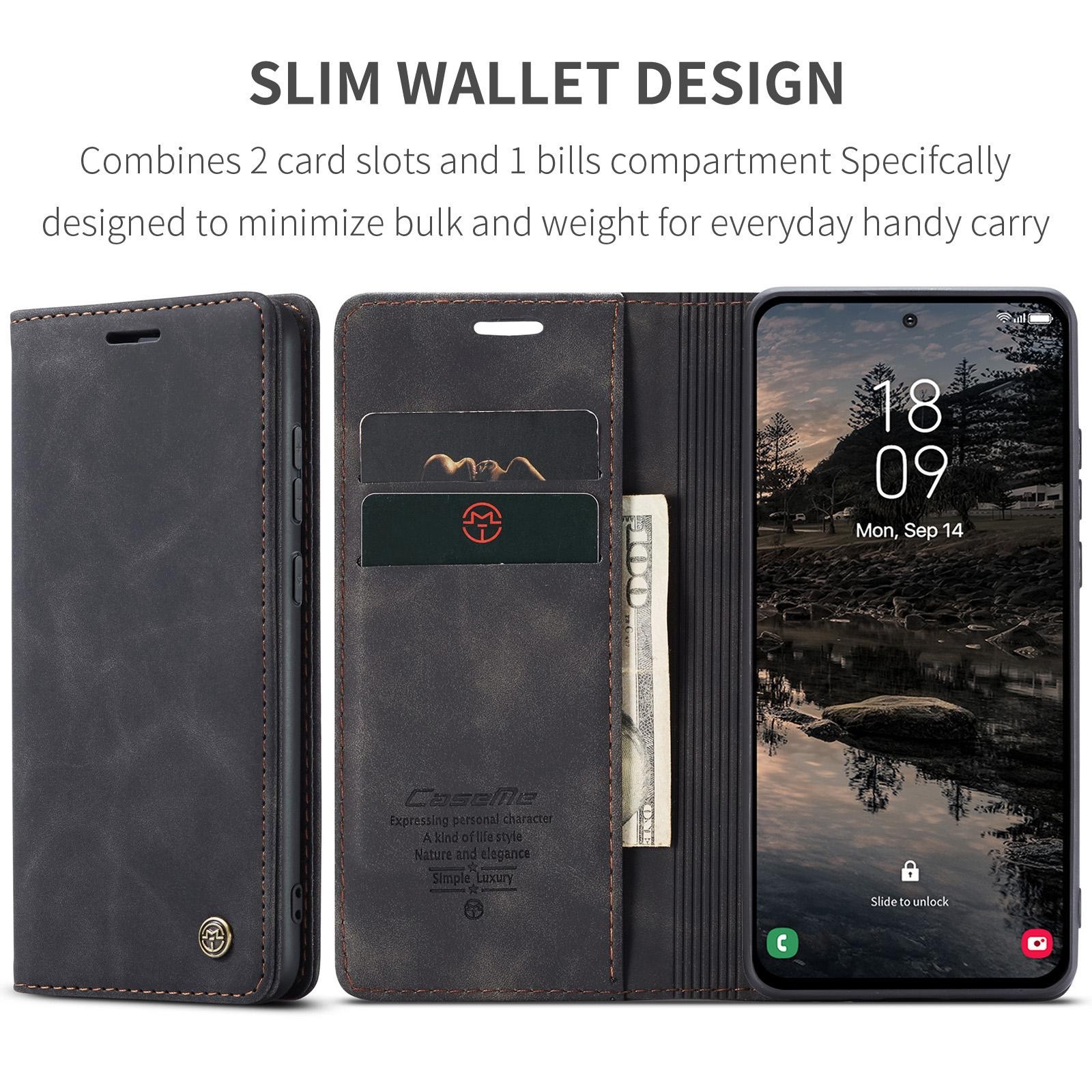 CaseMe 013 Samsung Galaxy S25/S24 5G Retro Leather Θήκη Βιβλίο -Black