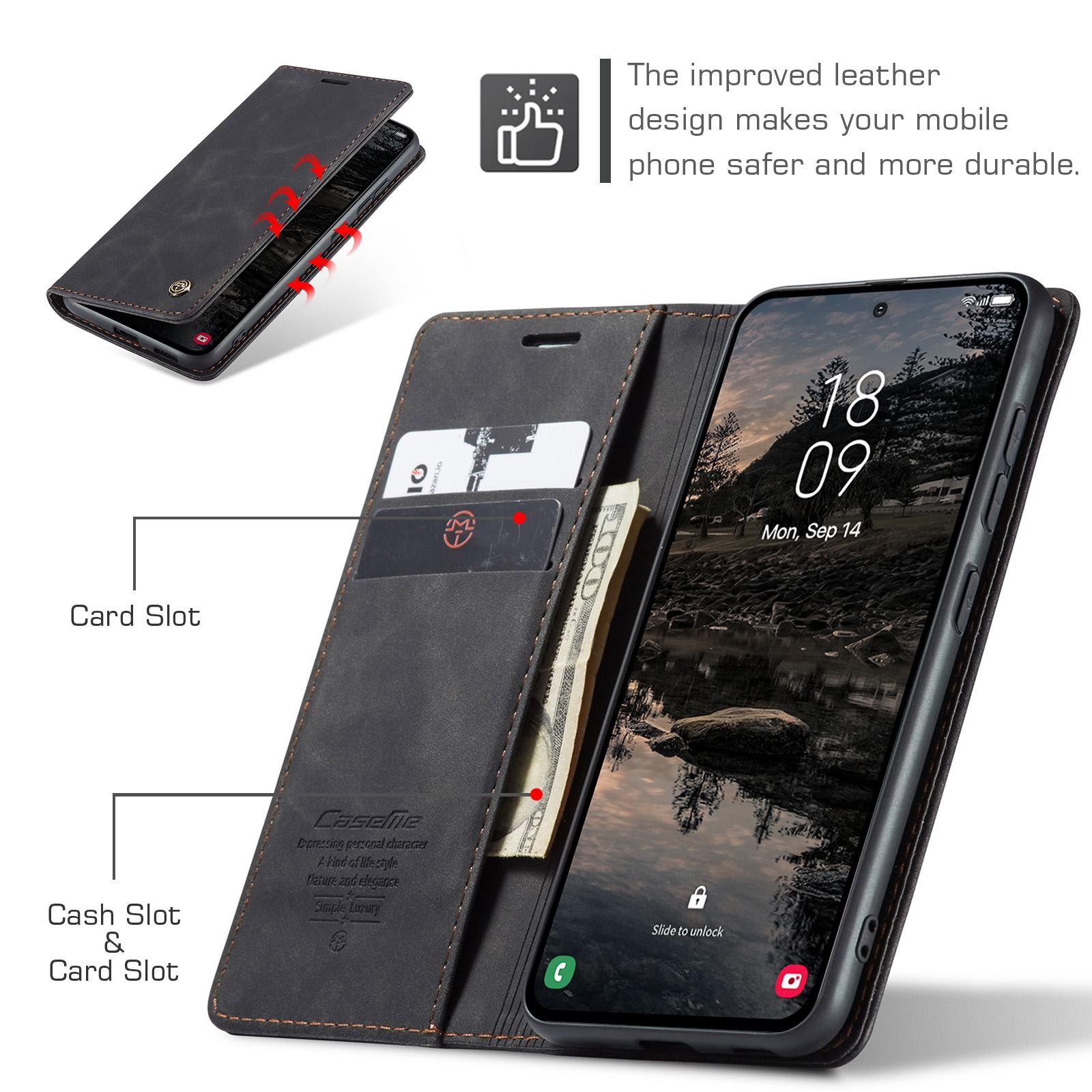 CaseMe 013 Samsung Galaxy S25/S24 5G Retro Leather Θήκη Βιβλίο -Black