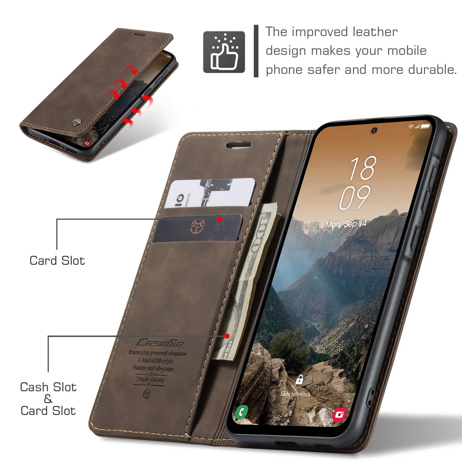 CaseMe 013 Samsung Galaxy A36 5G Retro Leather Θήκη Βιβλίο -Coffee