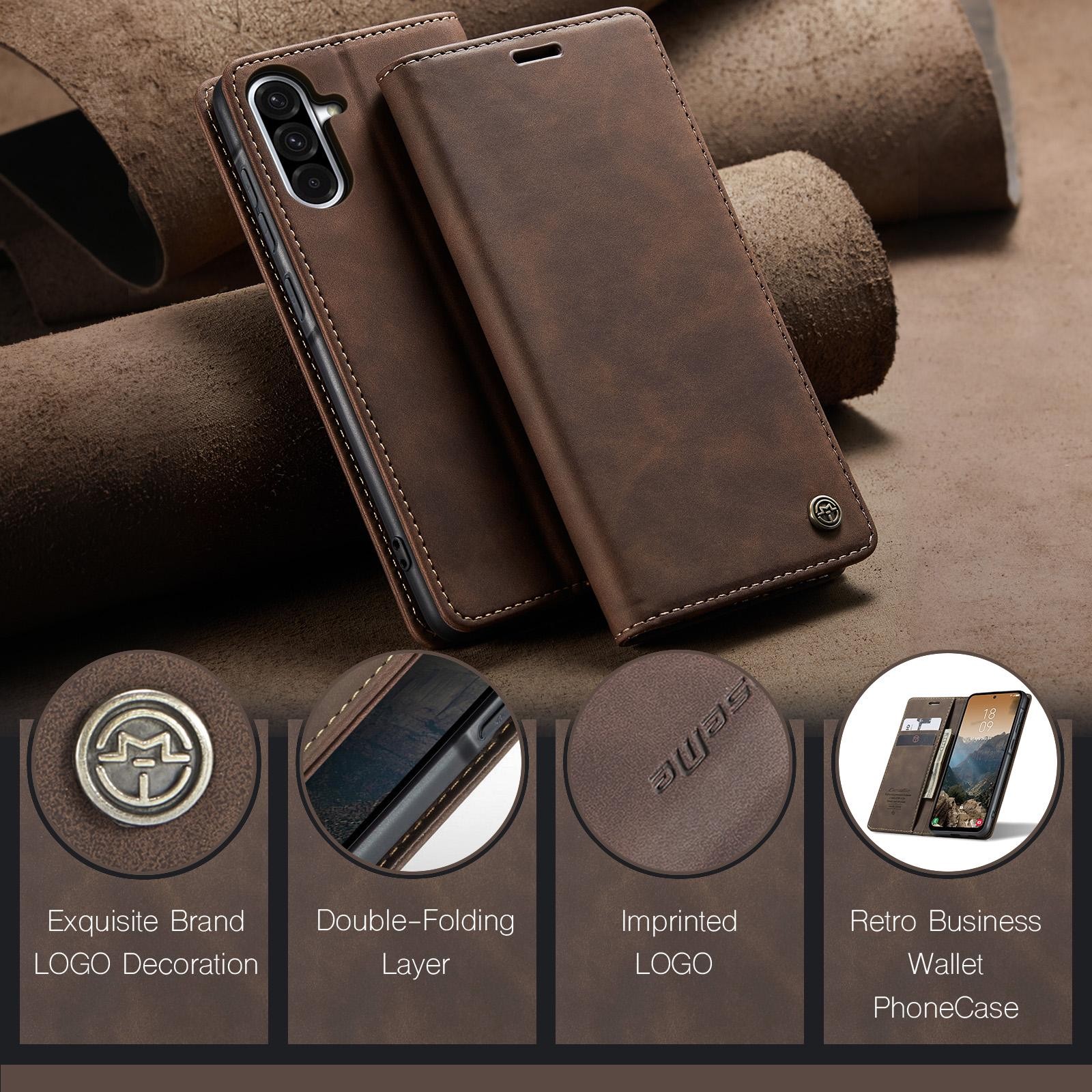 CaseMe 013 Samsung Galaxy A36 5G Retro Leather Θήκη Βιβλίο -Coffee