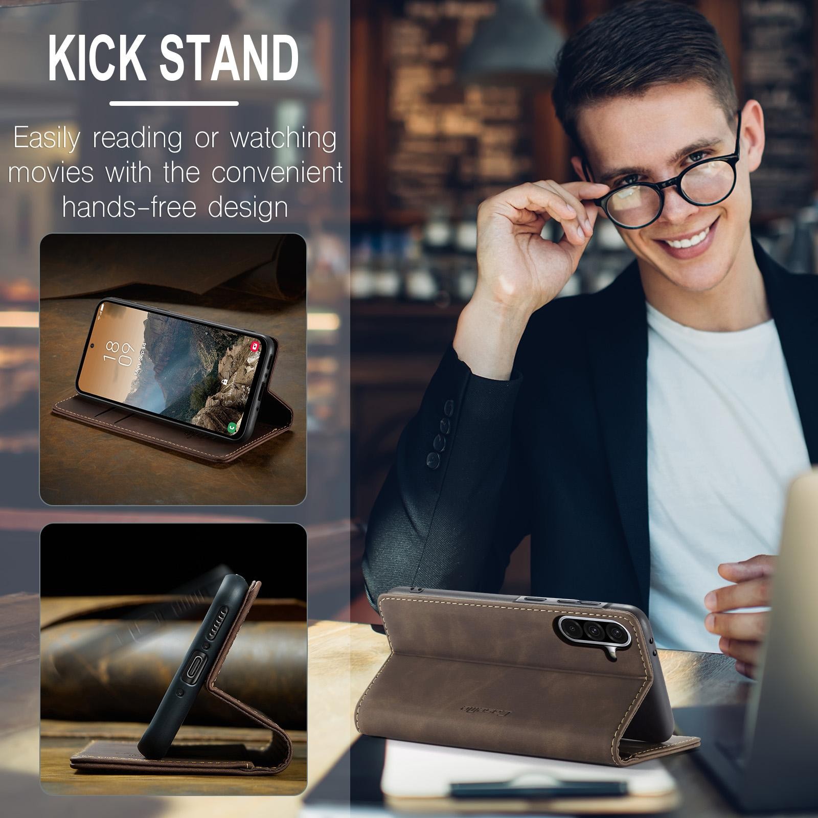 CaseMe 013 Samsung Galaxy A36 5G Retro Leather Θήκη Βιβλίο -Coffee