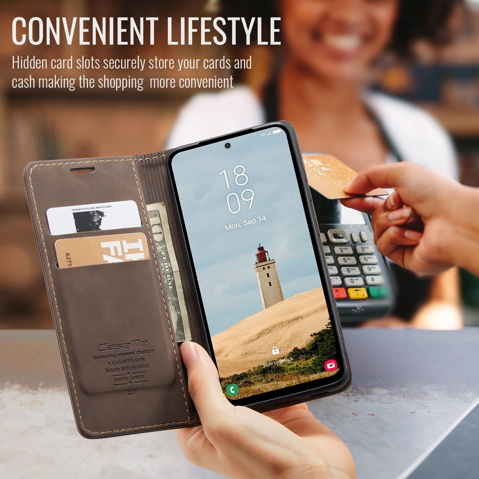 CaseMe 013 Samsung Galaxy A36 5G Retro Leather Θήκη Βιβλίο -Coffee