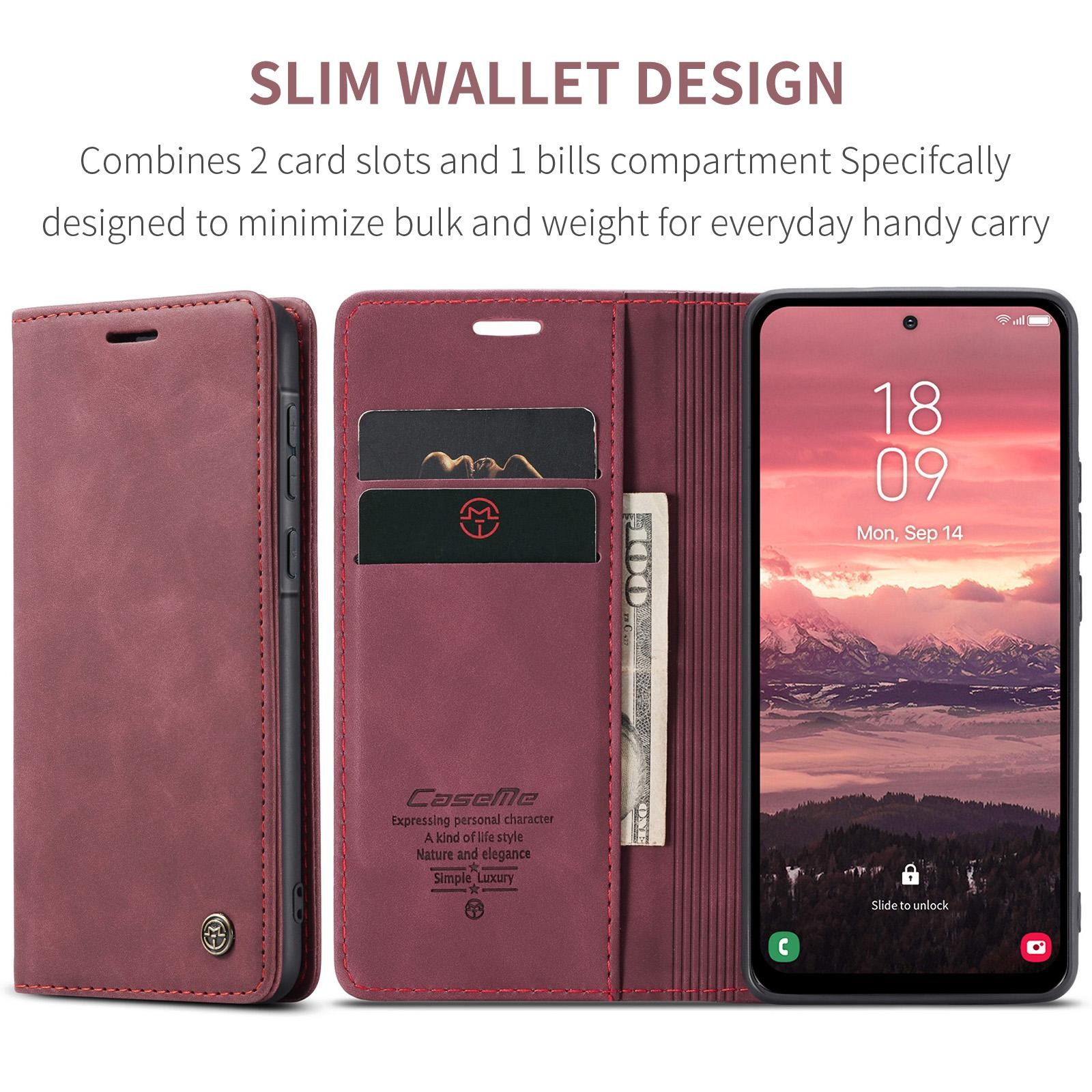 CaseMe 013 Samsung Galaxy A36 5G Retro Leather Θήκη Βιβλίο -Red