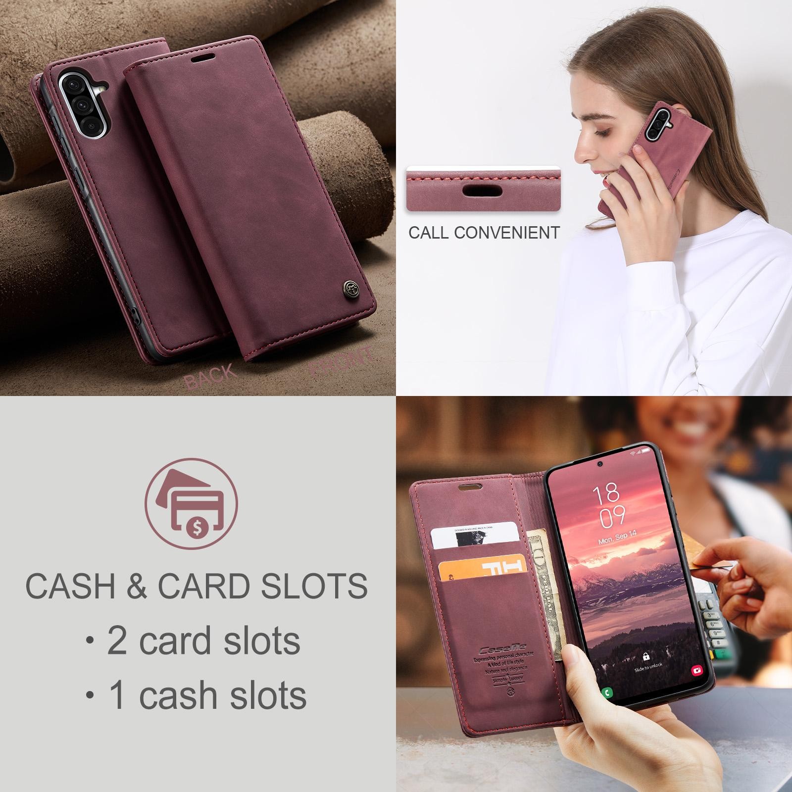 CaseMe 013 Samsung Galaxy A36 5G Retro Leather Θήκη Βιβλίο -Red