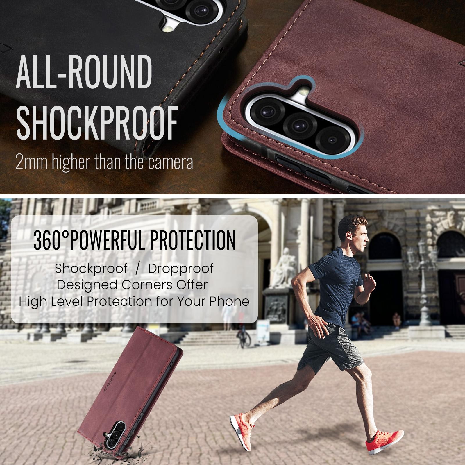CaseMe 013 Samsung Galaxy A36 5G Retro Leather Θήκη Βιβλίο -Red