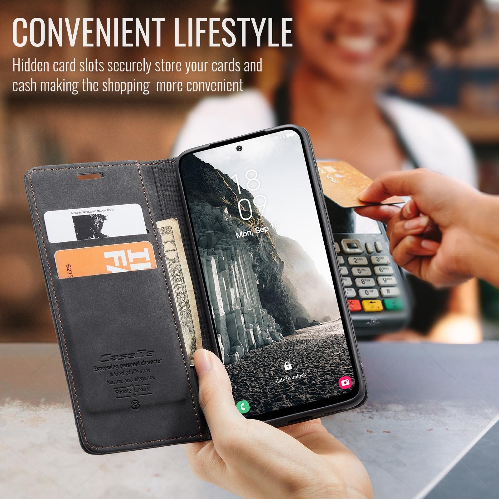 CaseMe 013 Samsung Galaxy A36 5G Retro Leather Θήκη Βιβλίο -Black