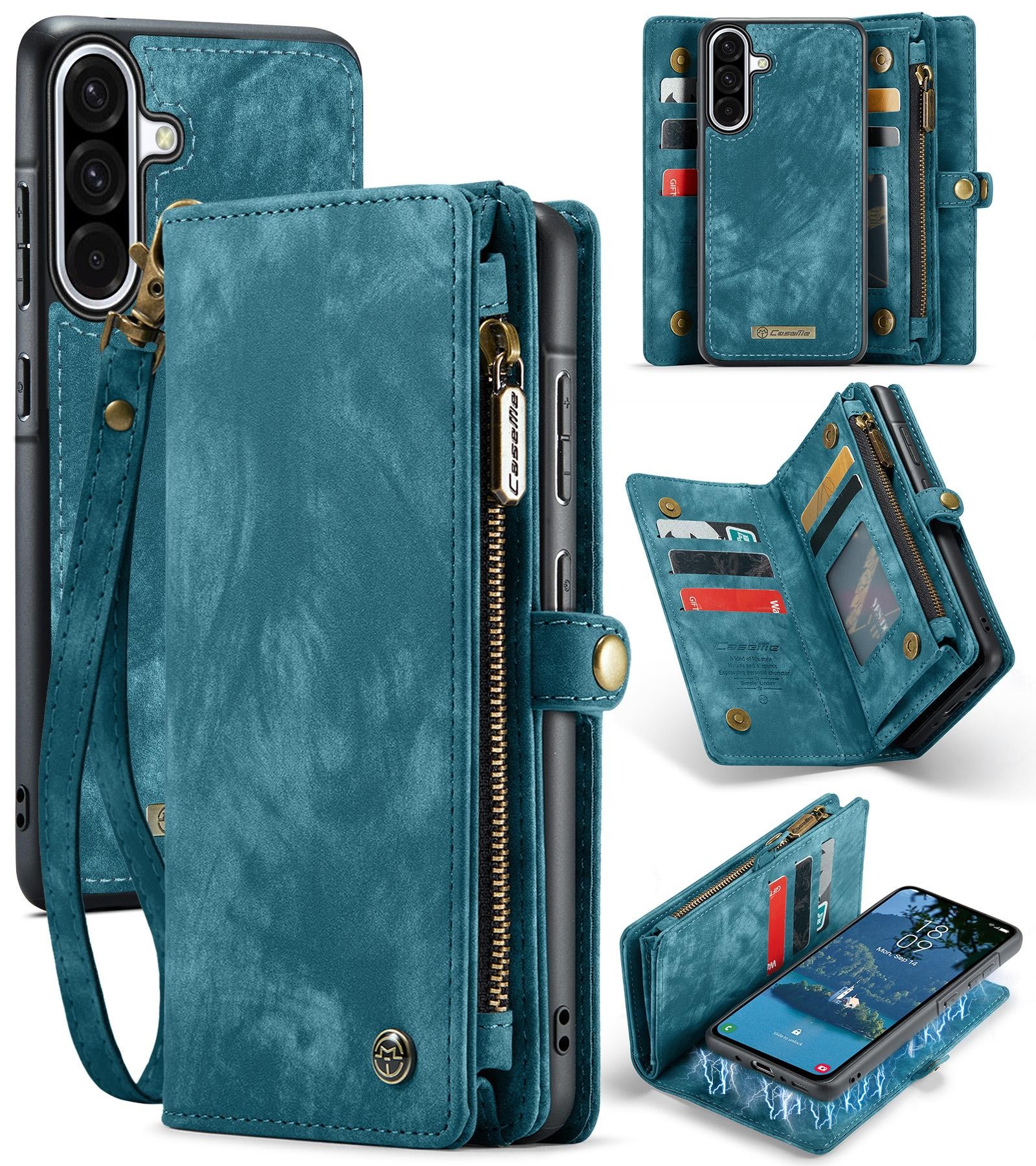 CaseMe 008 Samsung Galaxy A36 5G Θήκη Πορτοφόλι με Αποσπώμενη Θήκη Σιλικόνης -Blue