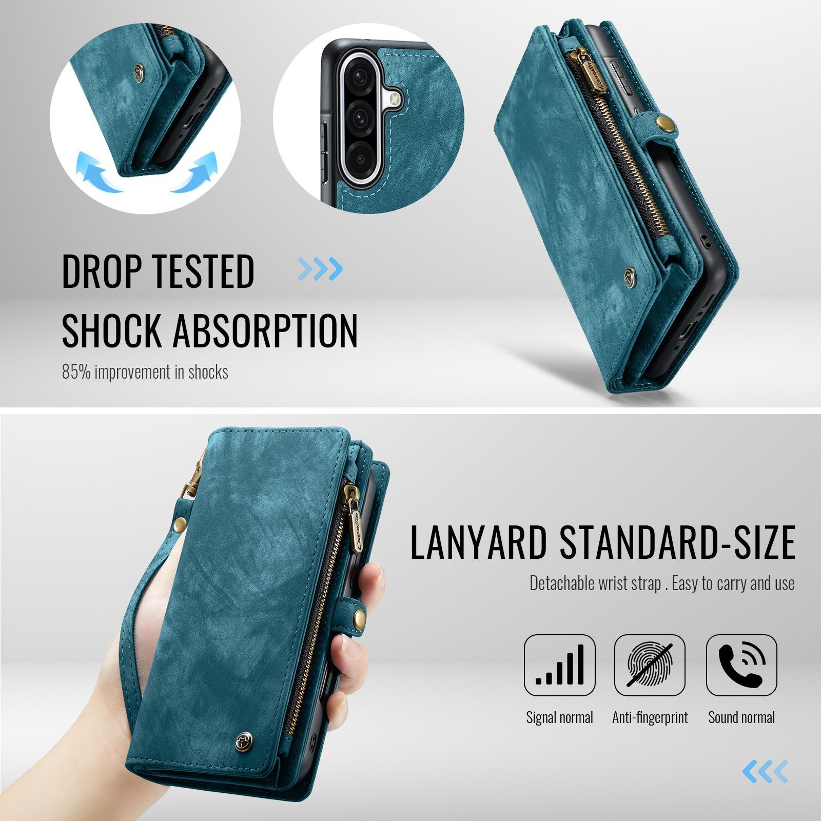 CaseMe 008 Samsung Galaxy A36 5G Θήκη Πορτοφόλι με Αποσπώμενη Θήκη Σιλικόνης -Blue