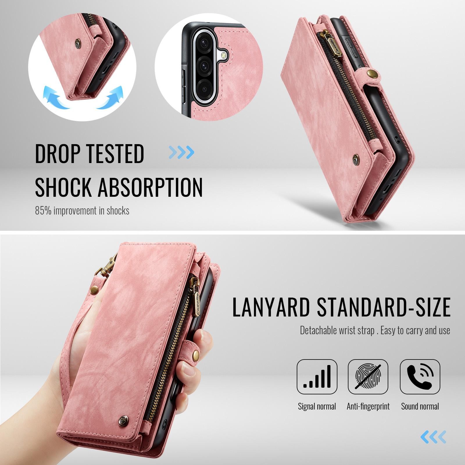 CaseMe 008 Samsung Galaxy A36 5G Θήκη Πορτοφόλι με Αποσπώμενη Θήκη Σιλικόνης - Pink