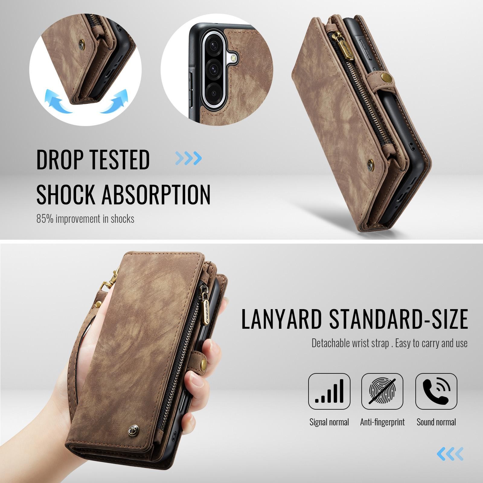 CaseMe 008 Samsung Galaxy A36 5G Θήκη Πορτοφόλι με Αποσπώμενη Θήκη Σιλικόνης -Brown
