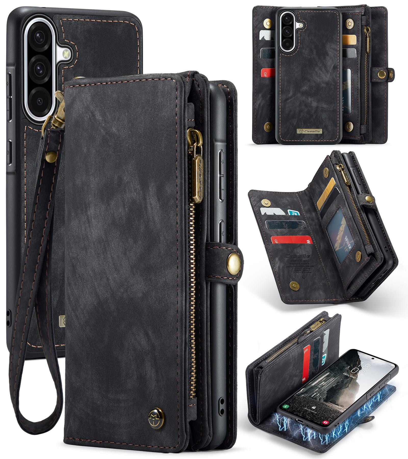 CaseMe 008 Samsung Galaxy A36 5G Θήκη Πορτοφόλι με Αποσπώμενη Θήκη Σιλικόνης -Black