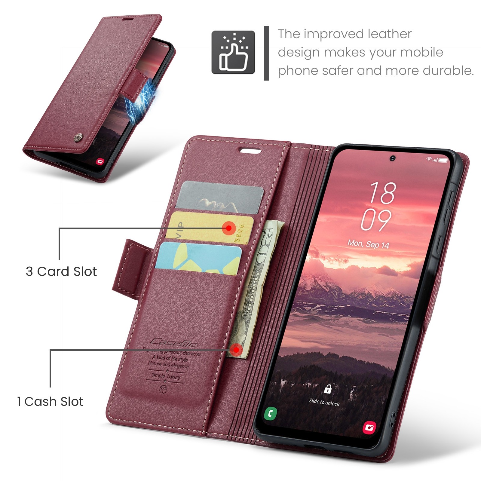 CaseMe 023 Samsung Galaxy A36 5G RFID Θήκη Πορτοφόλι Δερμάτινη –Red