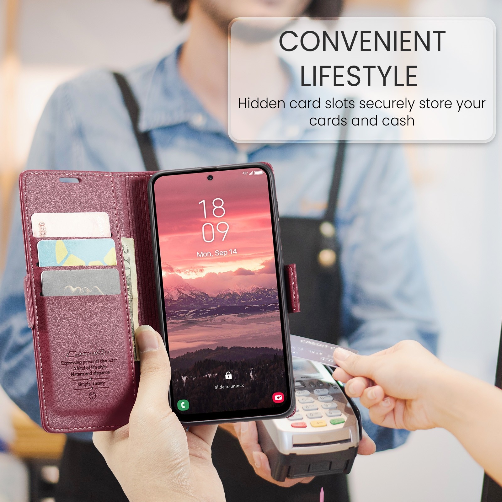 CaseMe 023 Samsung Galaxy A36 5G RFID Θήκη Πορτοφόλι Δερμάτινη –Red