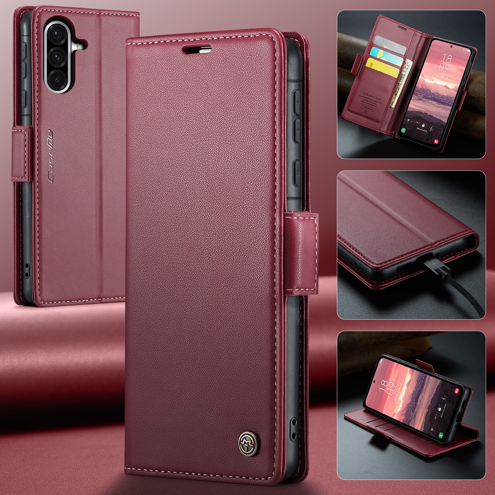 CaseMe 023 Samsung Galaxy A36 5G RFID Θήκη Πορτοφόλι Δερμάτινη –Red
