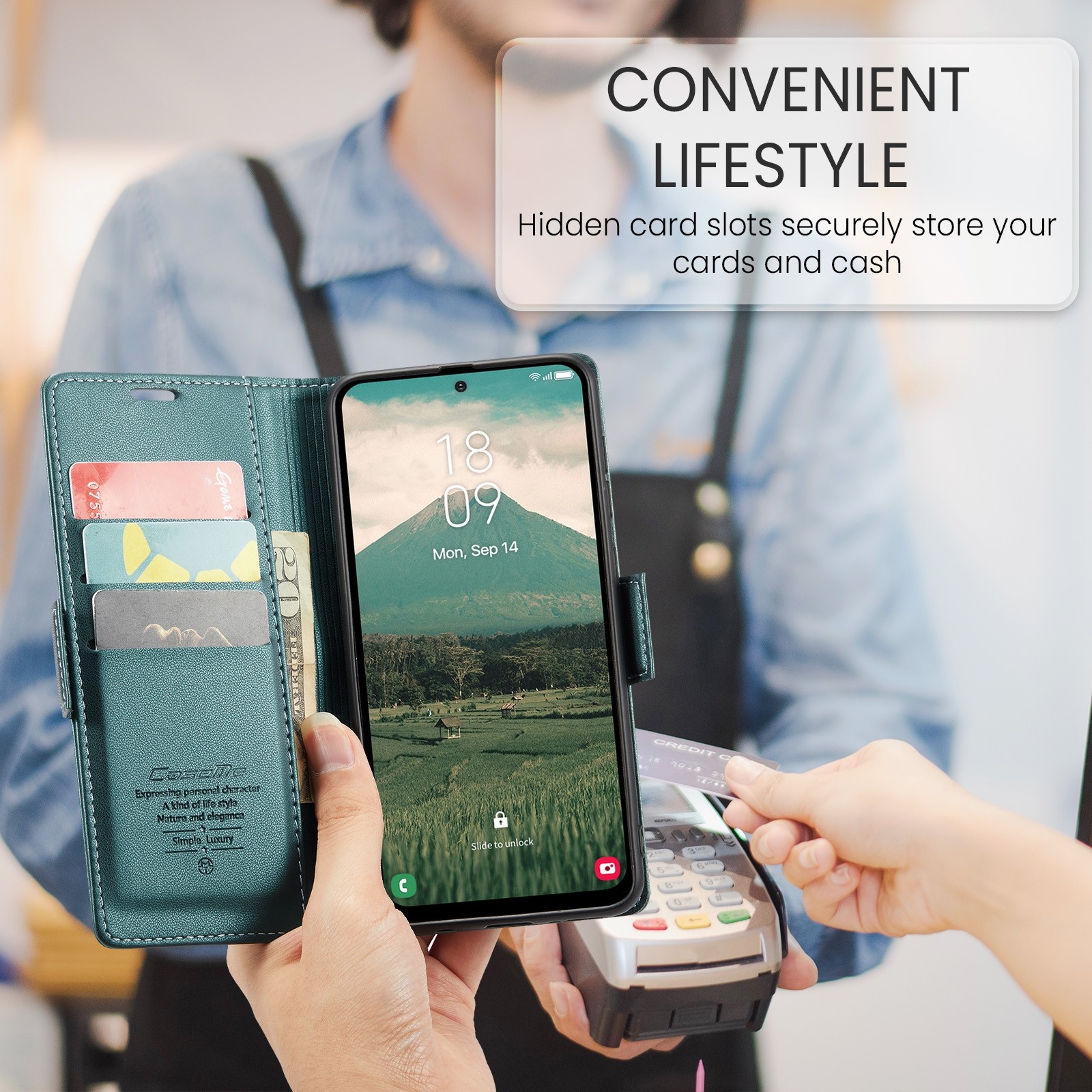 CaseMe 023 Samsung Galaxy A36 5G RFID Θήκη Πορτοφόλι Δερμάτινη –Green