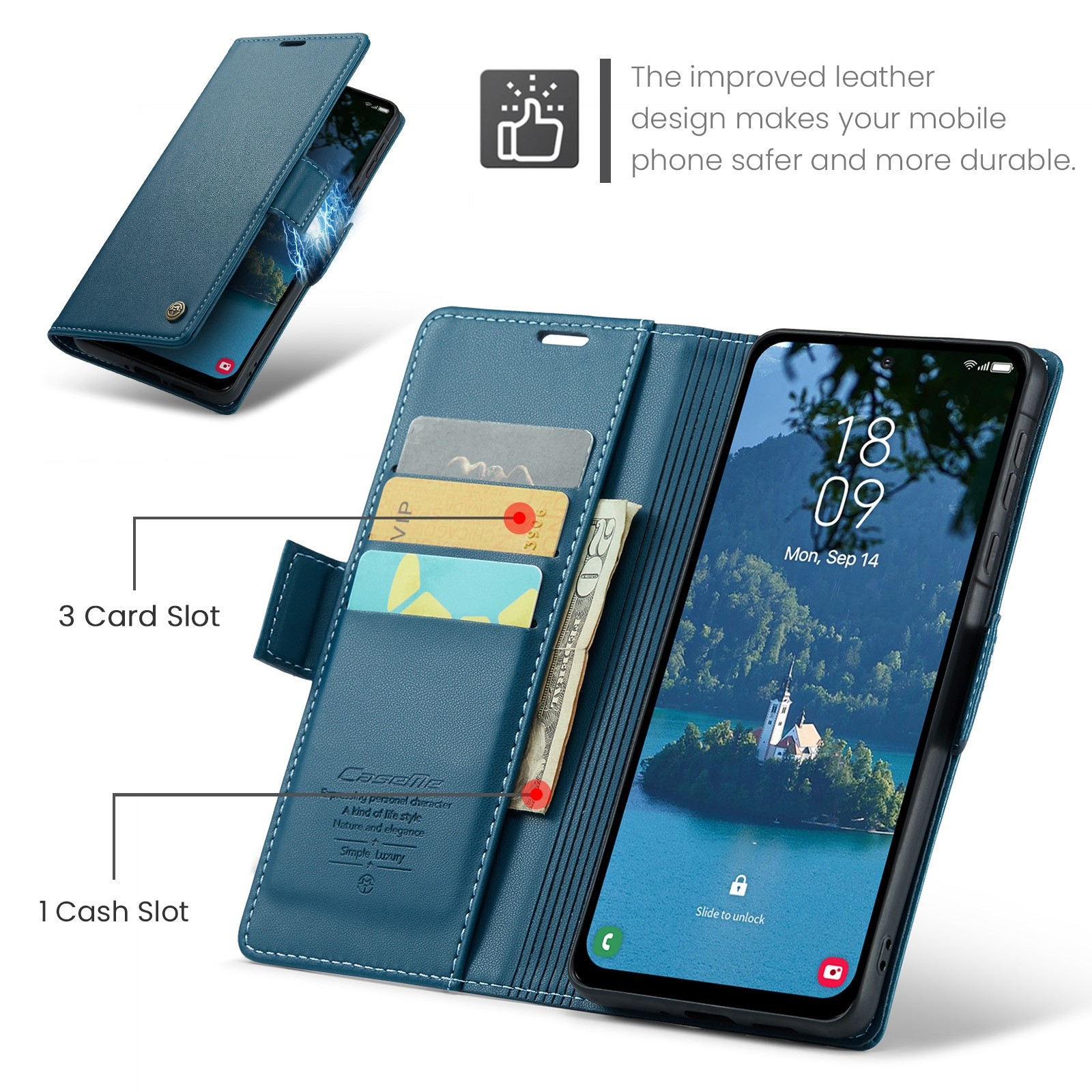 CaseMe 023 Samsung Galaxy A36 5G RFID Θήκη Πορτοφόλι Δερμάτινη – Blue