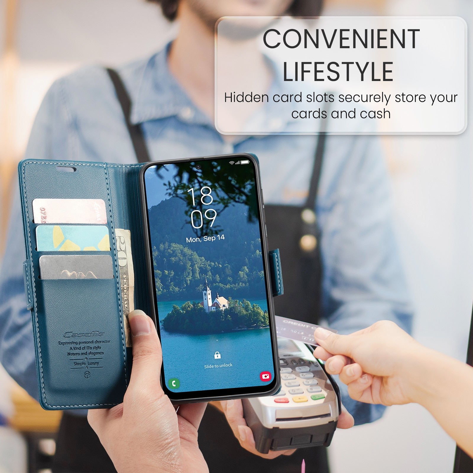 CaseMe 023 Samsung Galaxy A36 5G RFID Θήκη Πορτοφόλι Δερμάτινη – Blue