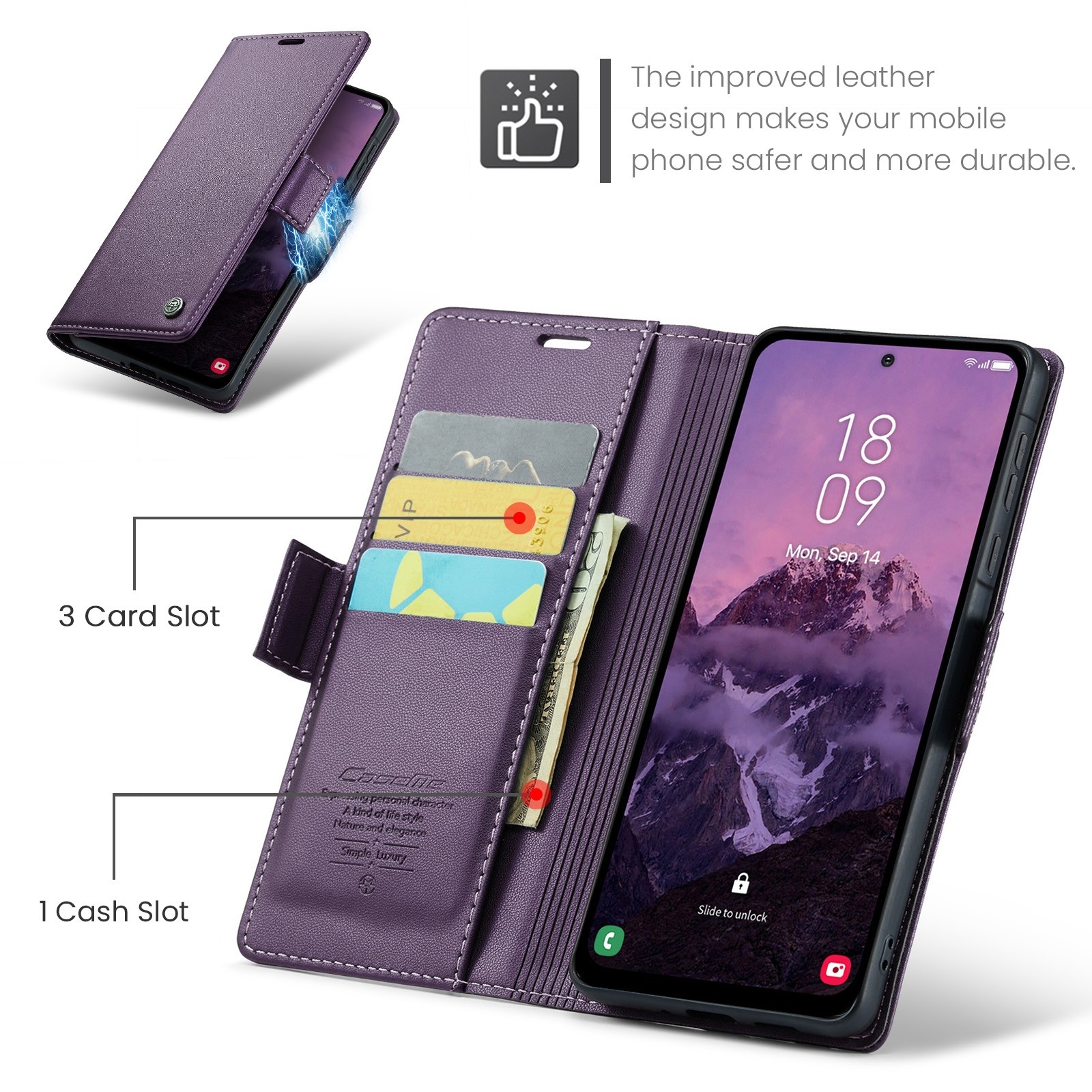 CaseMe 023 Samsung Galaxy A36 5G RFID Θήκη Πορτοφόλι Δερμάτινη –Purple