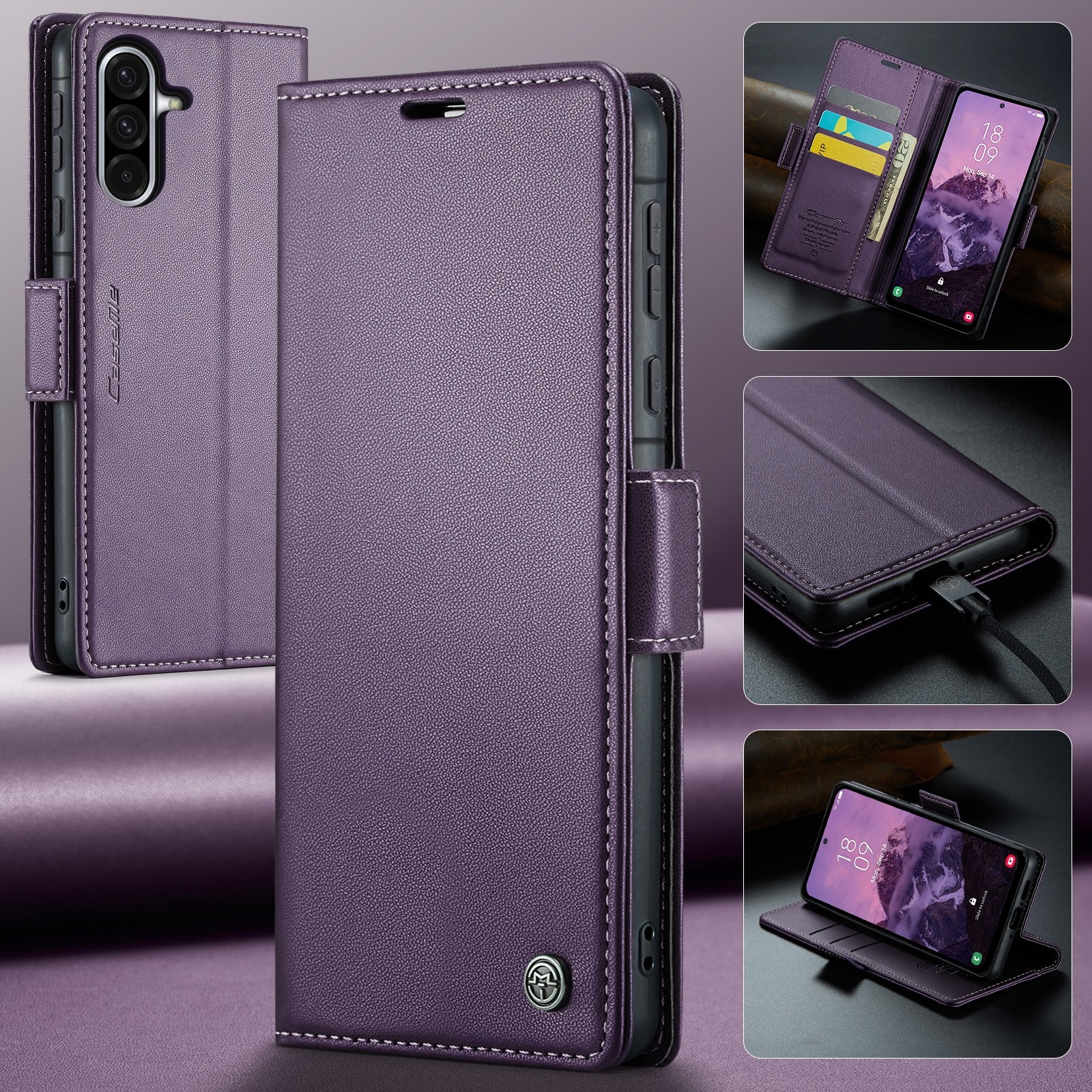 CaseMe 023 Samsung Galaxy A36 5G RFID Θήκη Πορτοφόλι Δερμάτινη –Purple