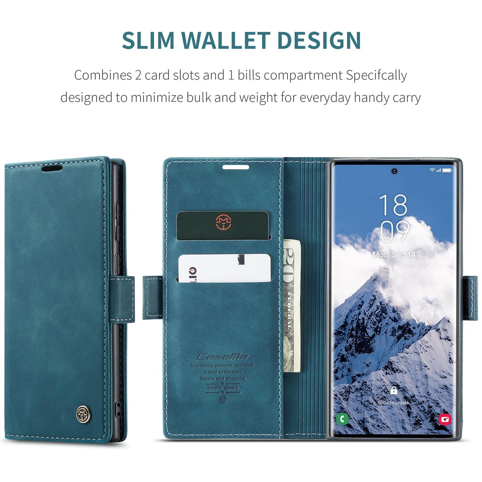 CaseMe 013 Samsung Galaxy S25 Ultra 5G Retro Leather Θήκη Βιβλίο -Blue