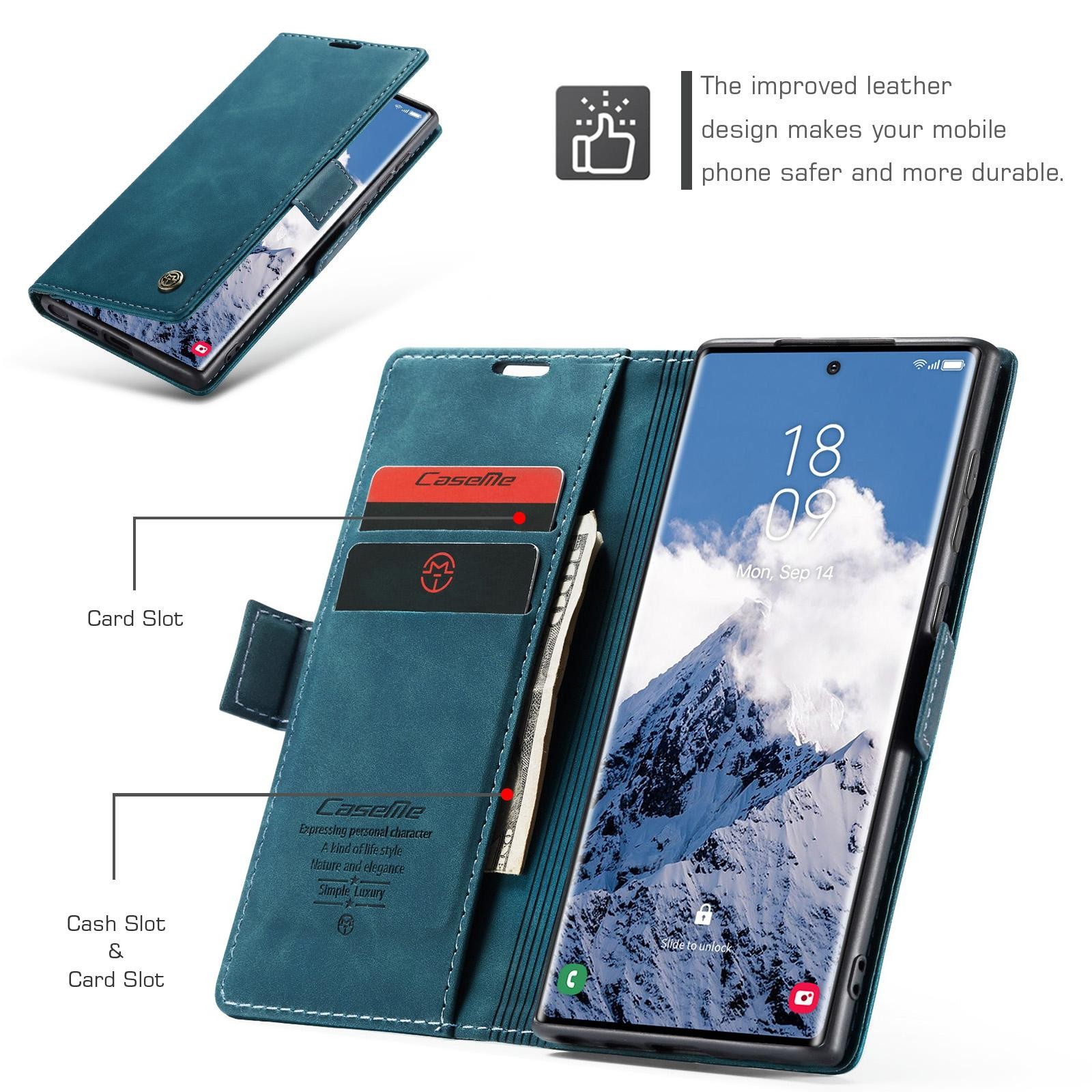 CaseMe 013 Samsung Galaxy S25 Ultra 5G Retro Leather Θήκη Βιβλίο -Blue