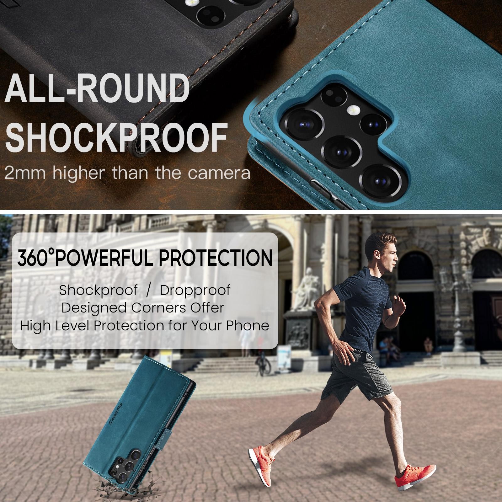 CaseMe 013 Samsung Galaxy S25 Ultra 5G Retro Leather Θήκη Βιβλίο -Blue