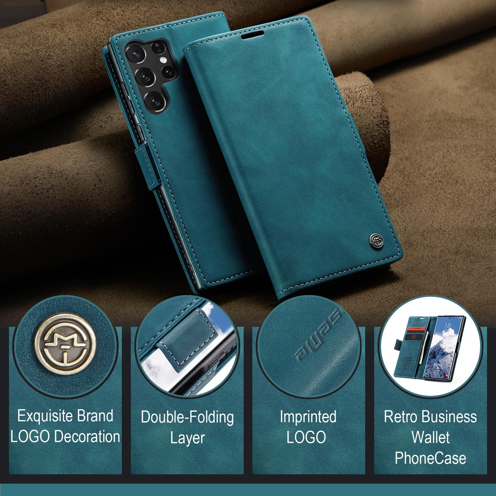 CaseMe 013 Samsung Galaxy S25 Ultra 5G Retro Leather Θήκη Βιβλίο -Blue