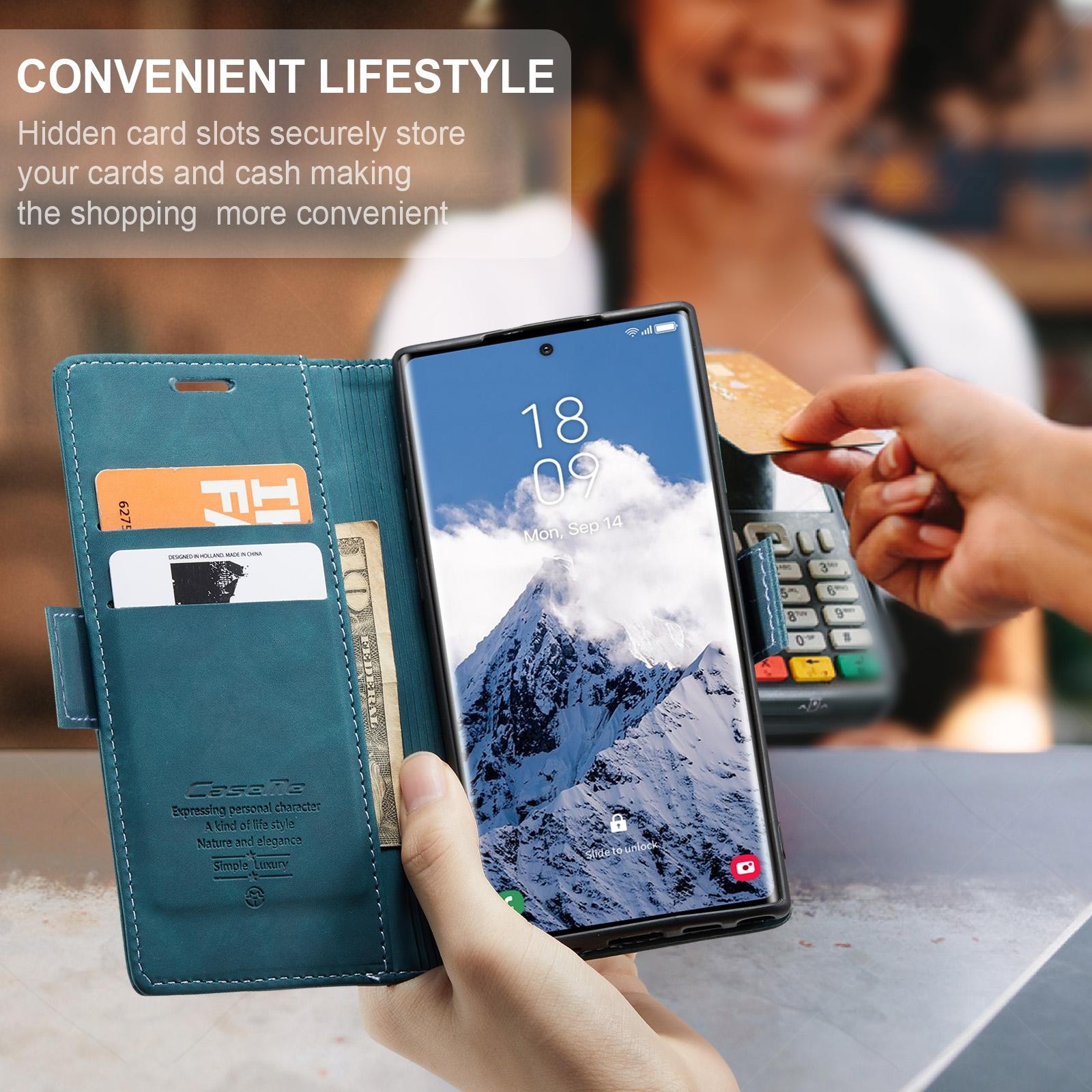 CaseMe 013 Samsung Galaxy S25 Ultra 5G Retro Leather Θήκη Βιβλίο -Blue