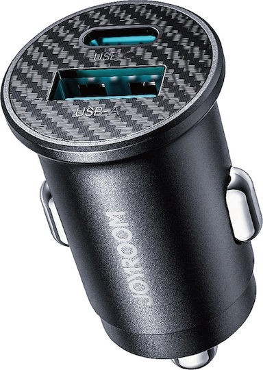 Joyroom JR-CCN16 Mini Φορτιστής Αυτοκινήτου με 2 Θύρες 1xUSB-A Και 1xUSB-C 15W Μαύρος