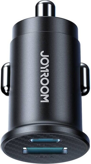 Joyroom JR-CCN16 Mini Φορτιστής Αυτοκινήτου με 2 Θύρες 1xUSB-A Και 1xUSB-C 15W Μαύρος