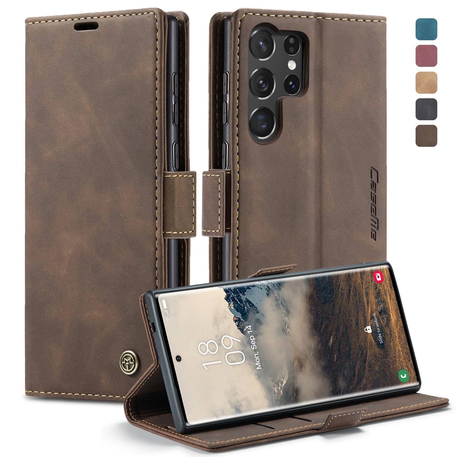 CaseMe 013 Samsung Galaxy S25 Ultra 5G Retro Leather Θήκη Βιβλίο -Coffee