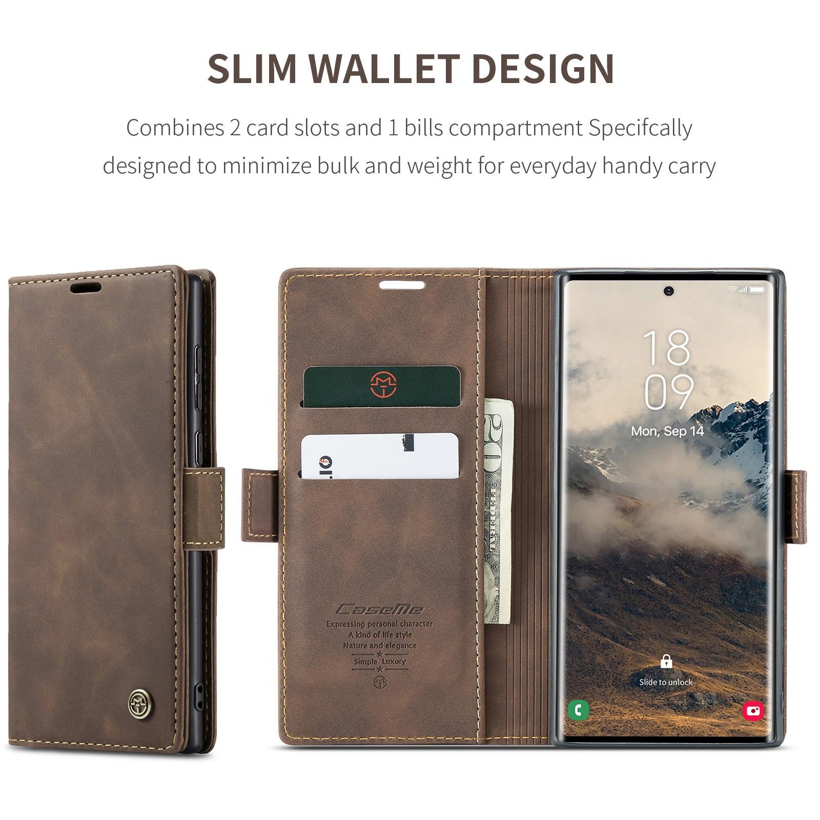 CaseMe 013 Samsung Galaxy S25 Ultra 5G Retro Leather Θήκη Βιβλίο -Coffee