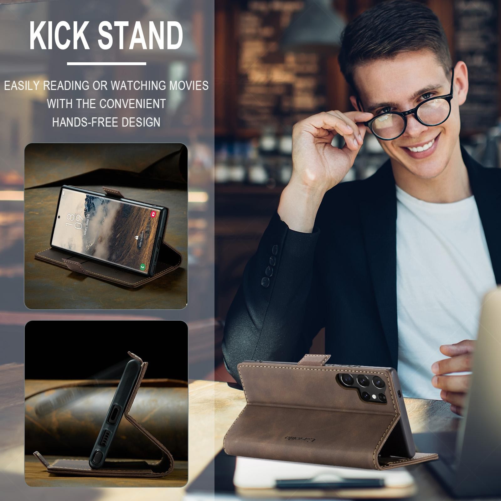CaseMe 013 Samsung Galaxy S25 Ultra 5G Retro Leather Θήκη Βιβλίο -Coffee