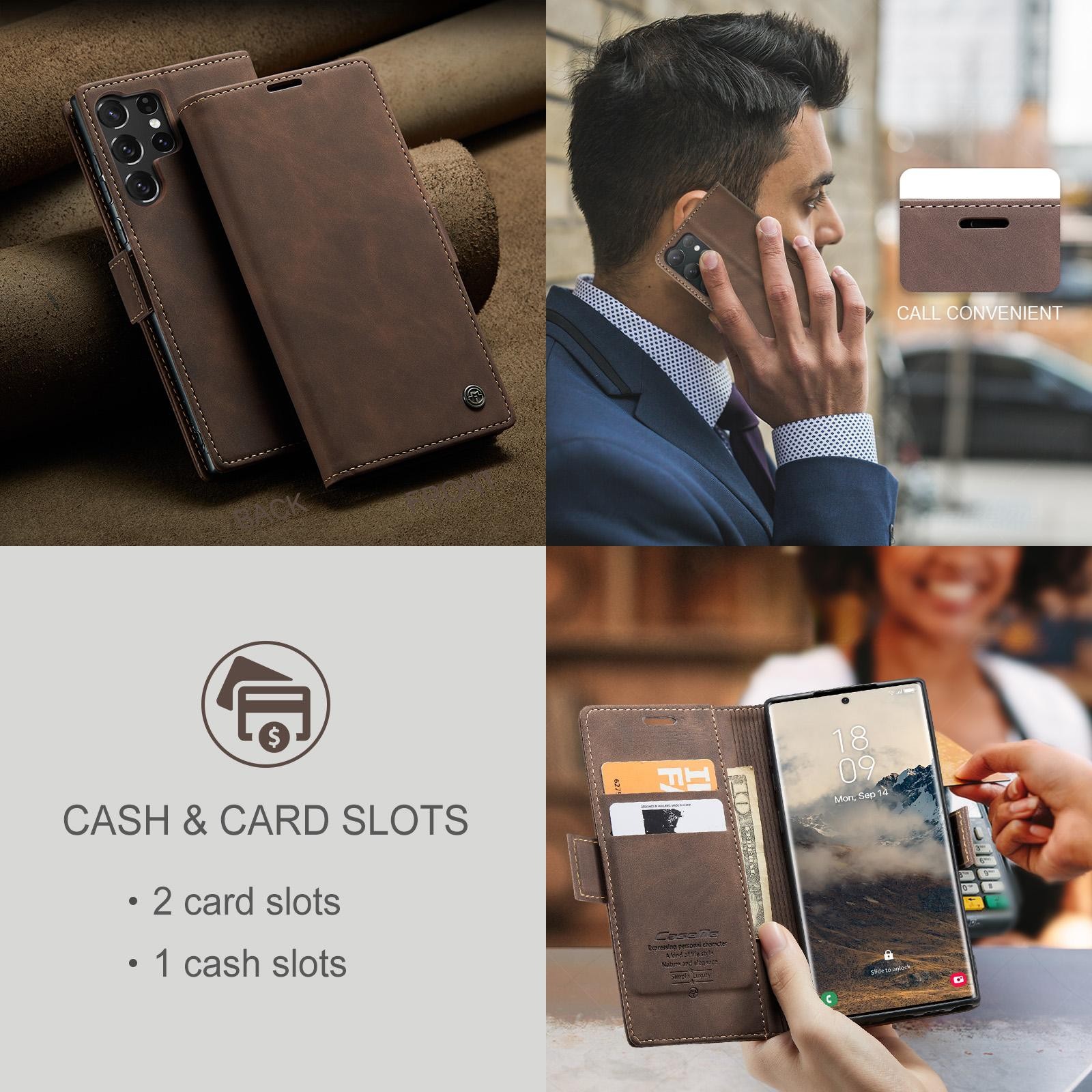 CaseMe 013 Samsung Galaxy S25 Ultra 5G Retro Leather Θήκη Βιβλίο -Coffee