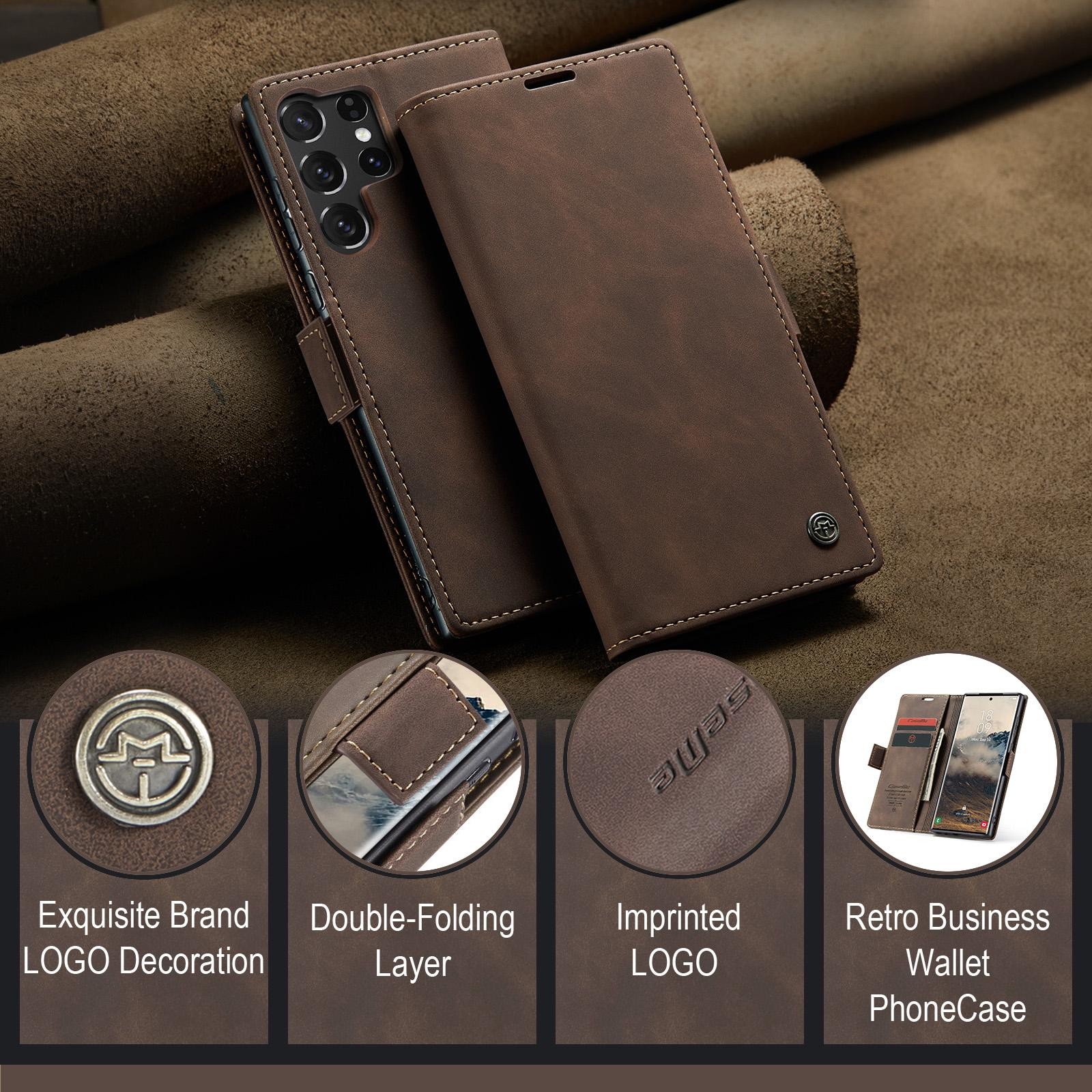 CaseMe 013 Samsung Galaxy S25 Ultra 5G Retro Leather Θήκη Βιβλίο -Coffee