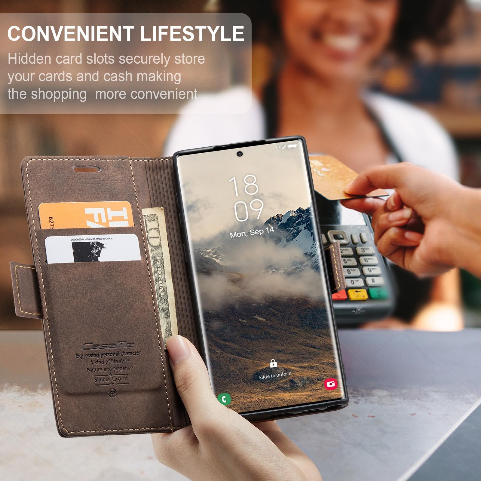 CaseMe 013 Samsung Galaxy S25 Ultra 5G Retro Leather Θήκη Βιβλίο -Coffee