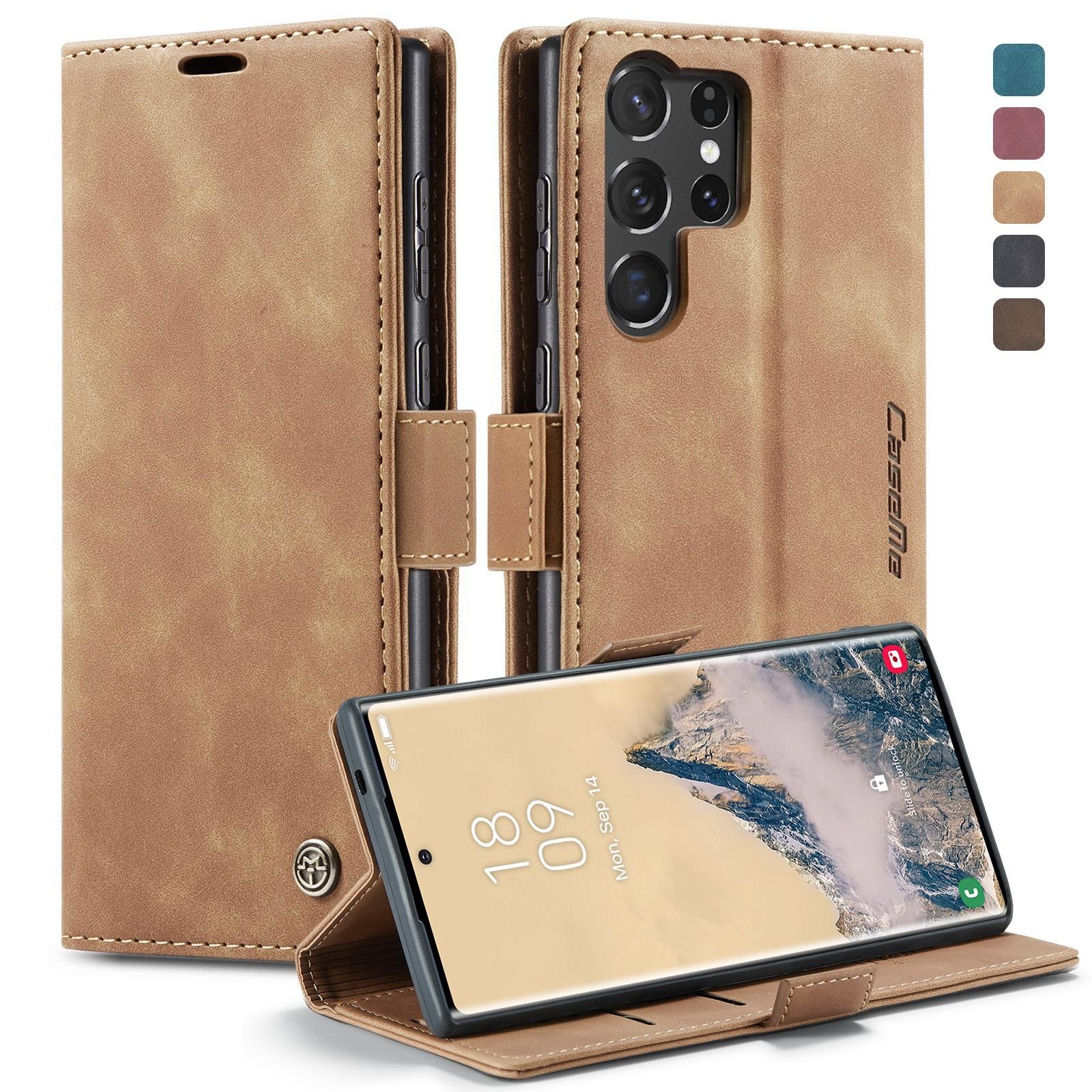 CaseMe 013 Samsung Galaxy S25 Ultra 5G Retro Leather Θήκη Βιβλίο - Brown
