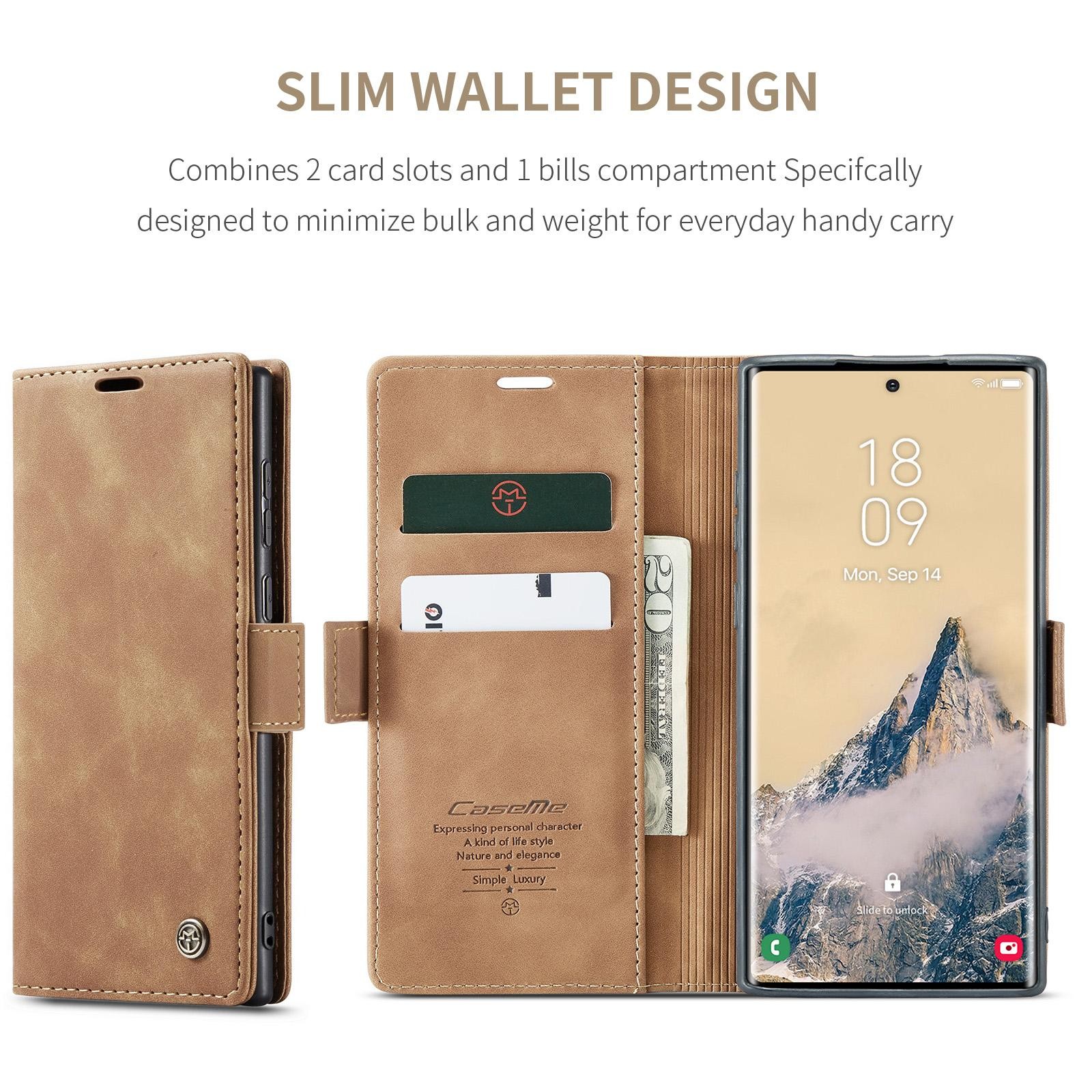CaseMe 013 Samsung Galaxy S25 Ultra 5G Retro Leather Θήκη Βιβλίο - Brown