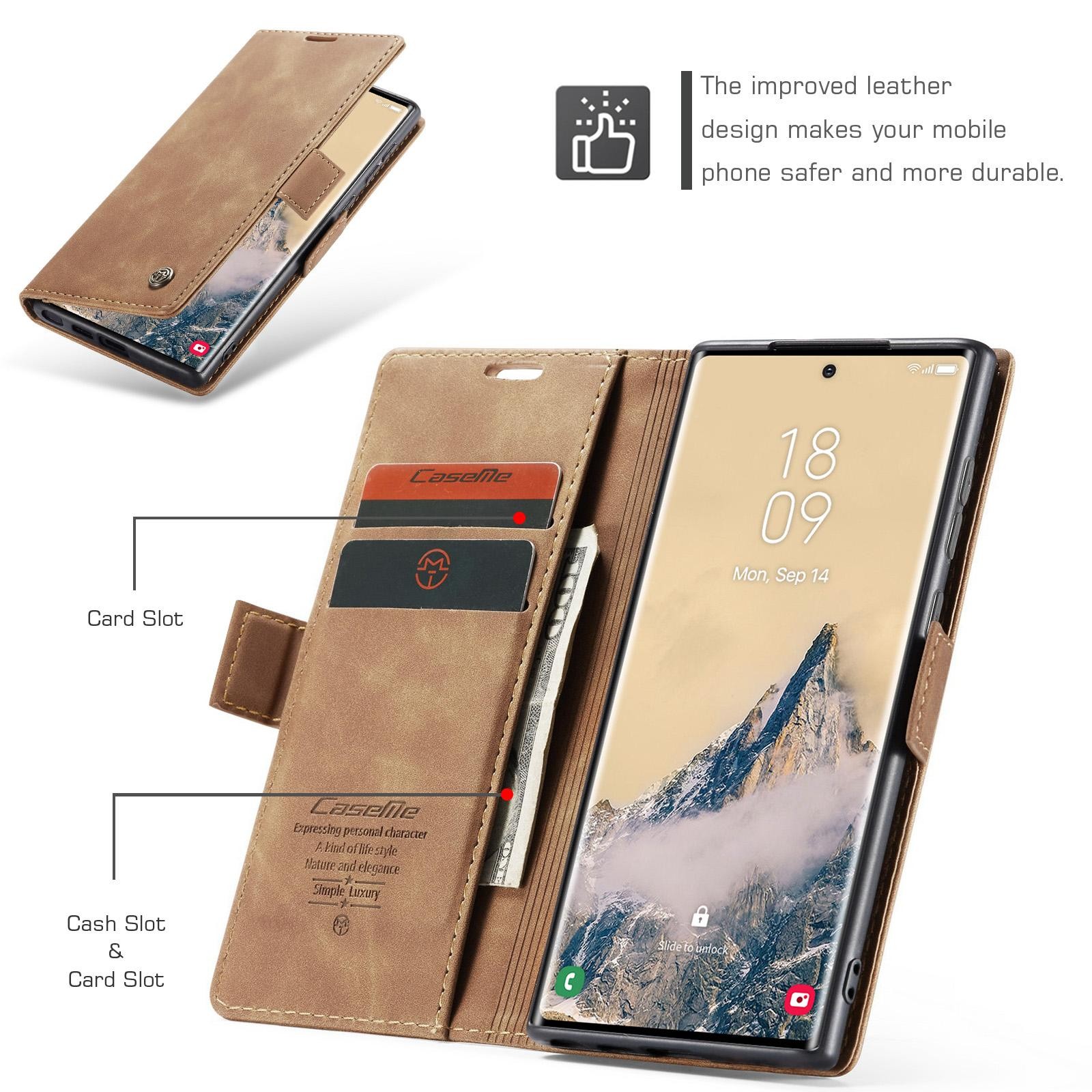 CaseMe 013 Samsung Galaxy S25 Ultra 5G Retro Leather Θήκη Βιβλίο - Brown