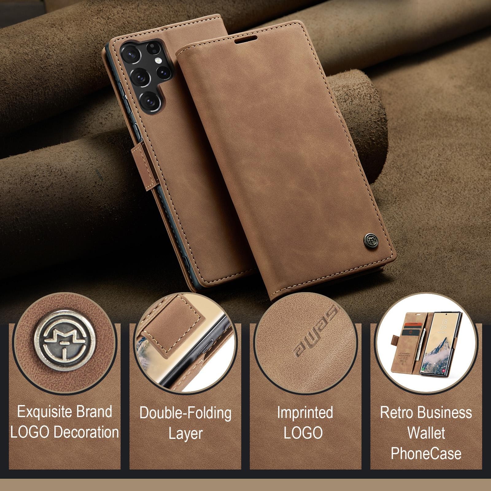 CaseMe 013 Samsung Galaxy S25 Ultra 5G Retro Leather Θήκη Βιβλίο - Brown
